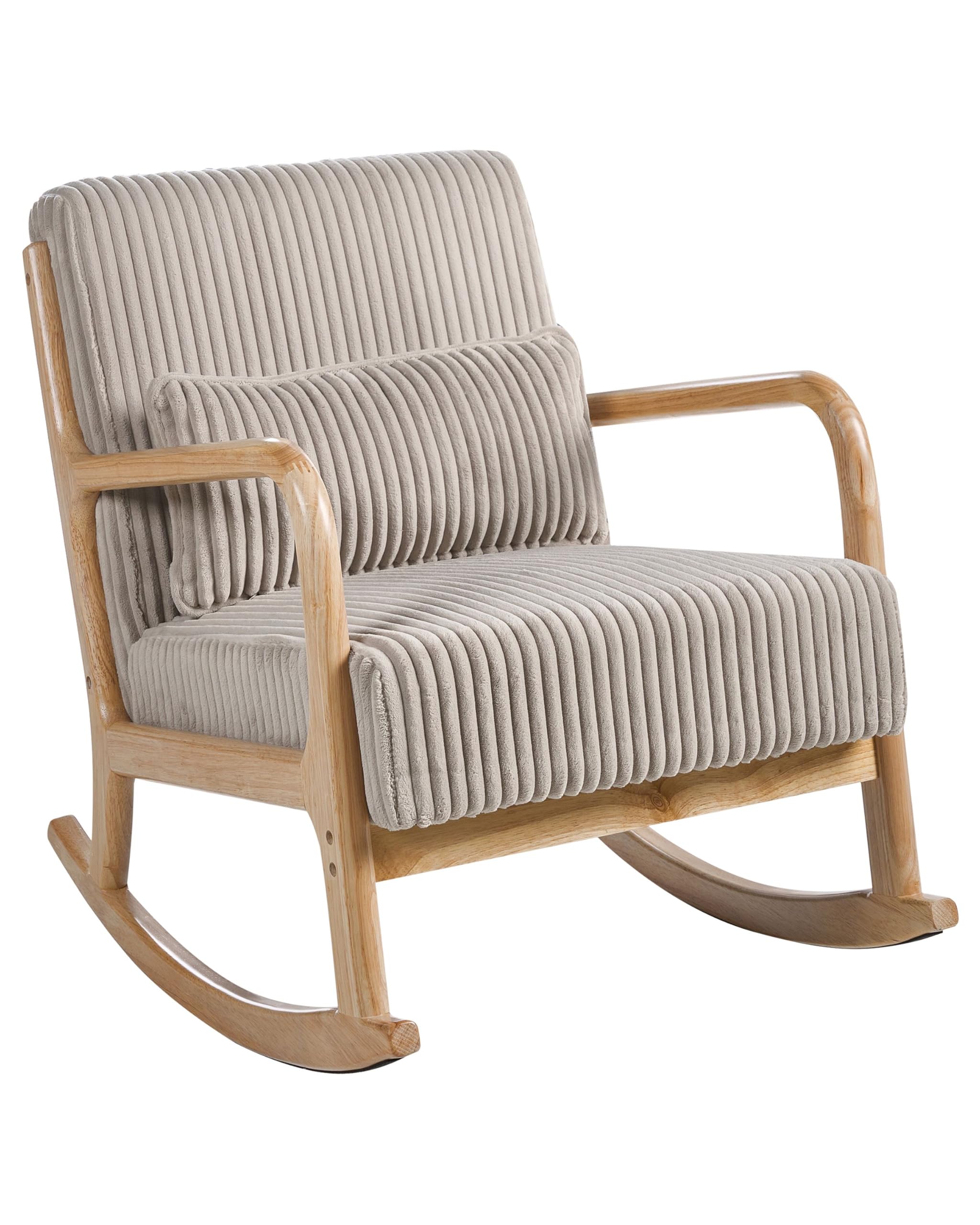 Beliani Silla Mecedora de Pana tapizado Estilo Vintage Estructura de Madera Beige Sorsele