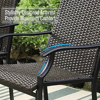 MFSTUDIO Folding Garden Chairs Set Of 2, Faux Rattan Balcony Chairs, Weather Resistant, Easy To