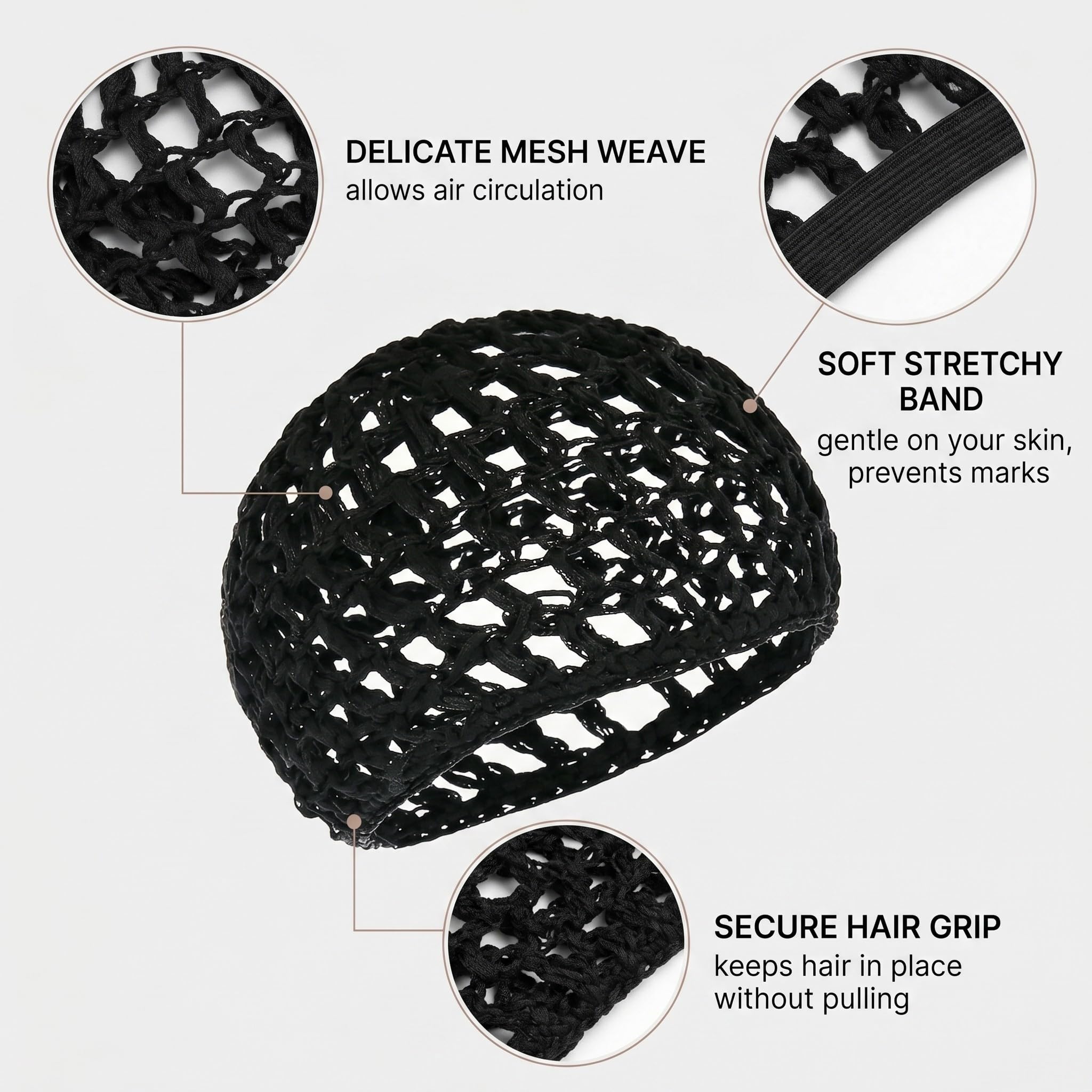 Cuffia per Capelli Retine in Maglia Lavorata all'Uncinetto Traspirante per Dormire Doccia Trucco Accessori Unisex