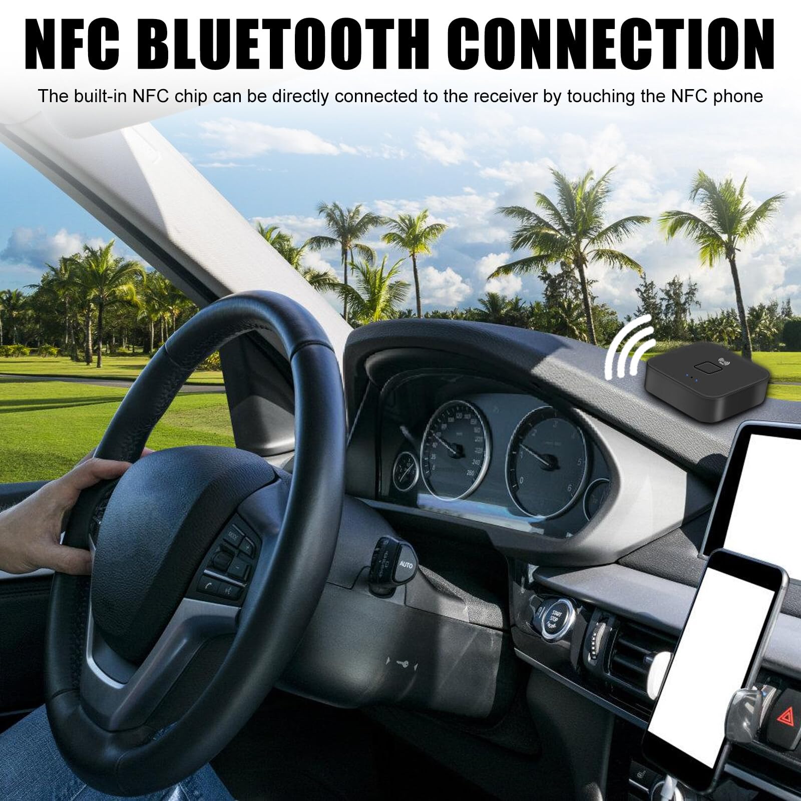 Ricevitore Bluetooth 5.0 NFC, Adattatore Audio Wireless HiFi per Impianto Stereo Con Jack AUX RCA da 3,5 mm per Prodotti Digitali Con Funzione NFC