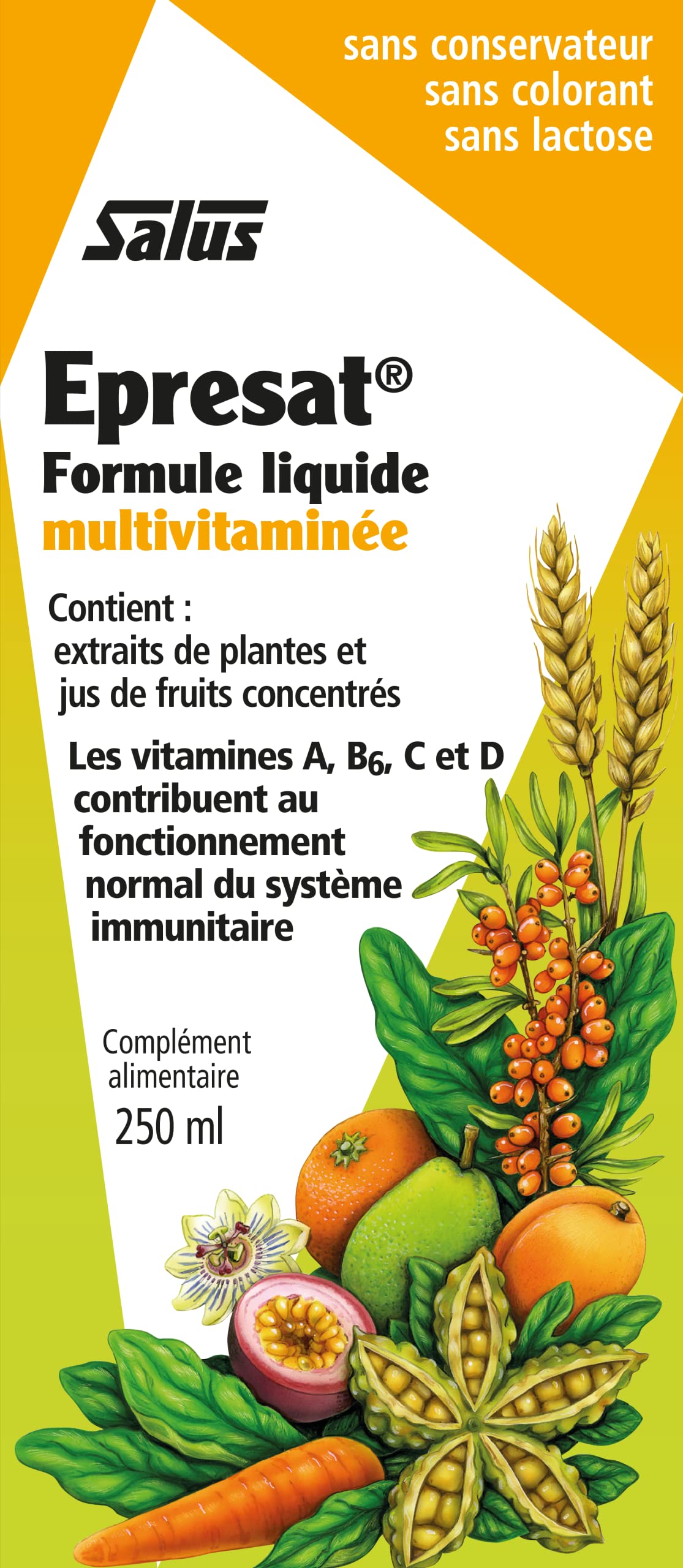 Salus Epresat Formule Liquide Multivitaminée Vitalité/Énergie/Renfort du Système Immunitaire, 250 ml (Lot de 2)