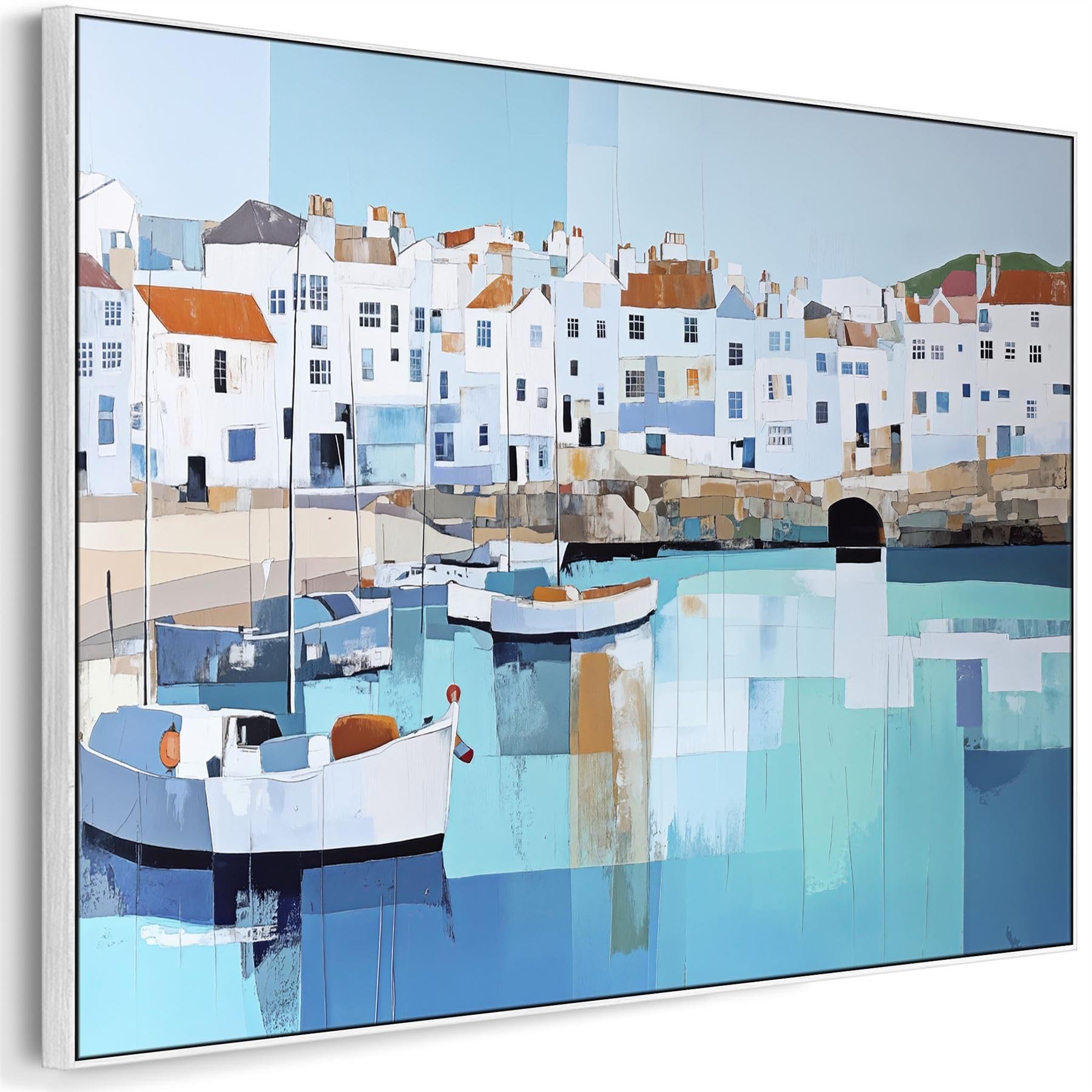 Wallfillers Extra Large Coastal Canvas Wall Art - Framed Oversized Artwork of Cornwall (123cm x 82cm)