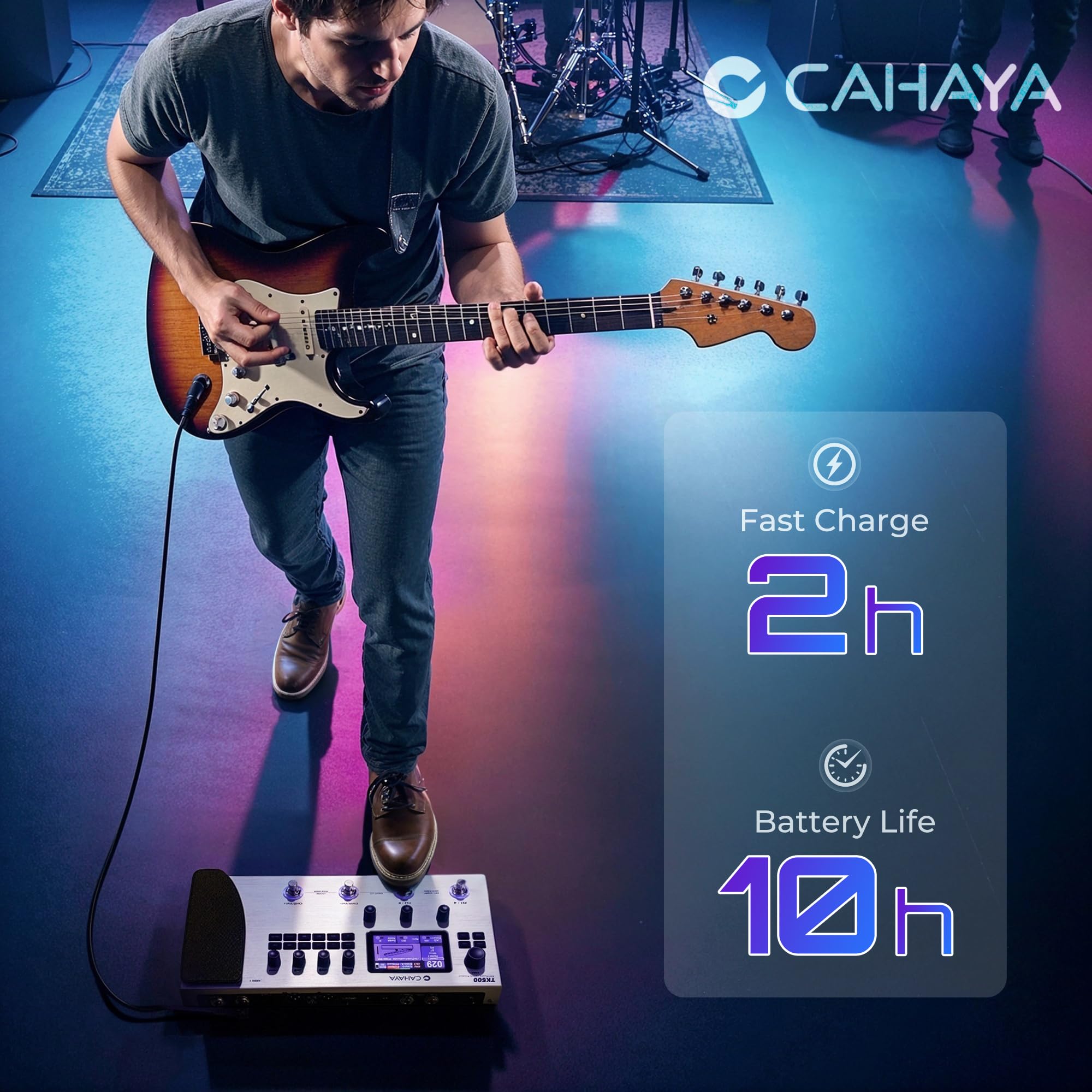 CAHAYA Pedaliera per chitarra multieffetti: qualità professionale con 320 effetti, 120 modelli di amplificatori, simulazioni di cabinet Looper IR, processore multi effetto, pedaliera per chitarra