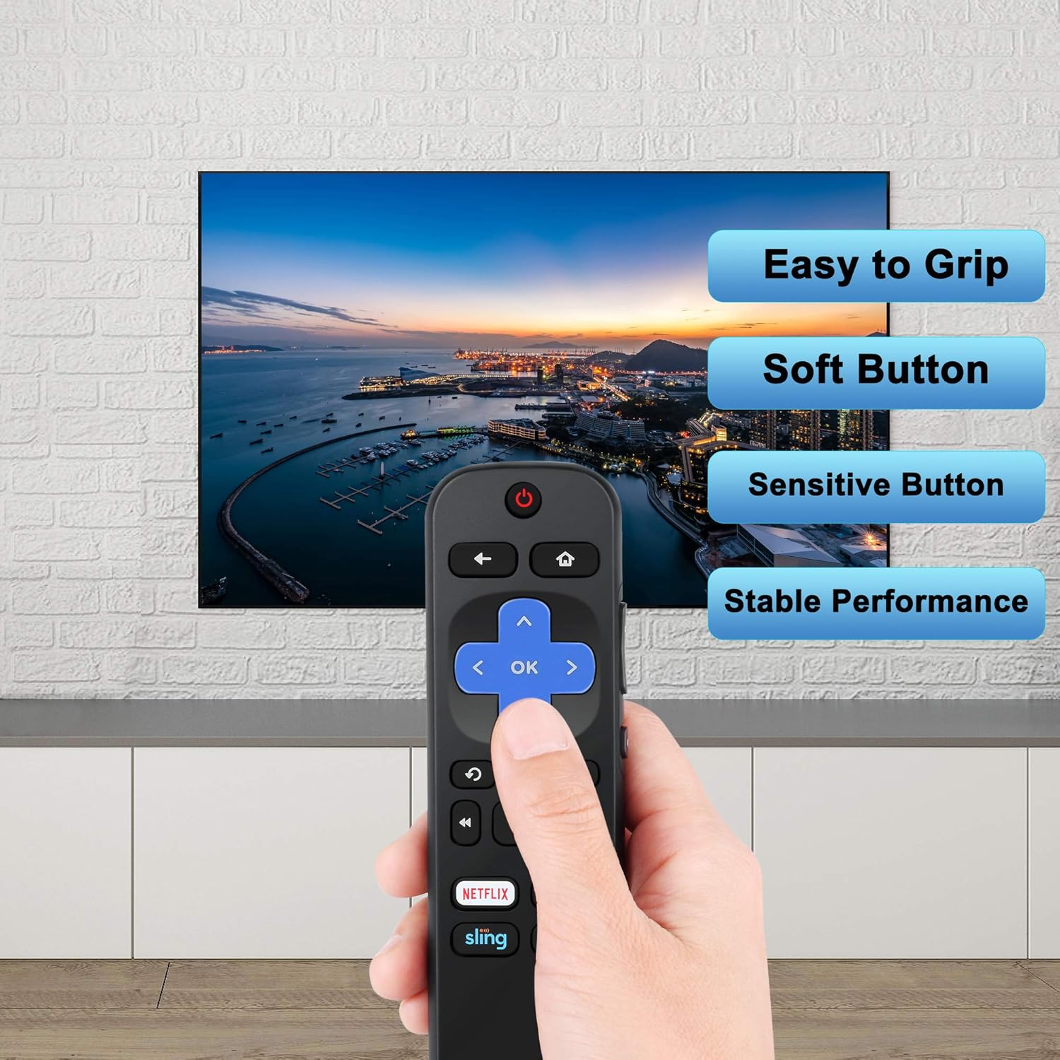 Limited Universal for Hisense Roku TV Remote Replacement HU-RCRUS-20 Remote Compatible with All Hisense Roku TV, Replace for Hisense Smart Built-in Roku TV Remote Control with Netflix Hulu Sling Now Button