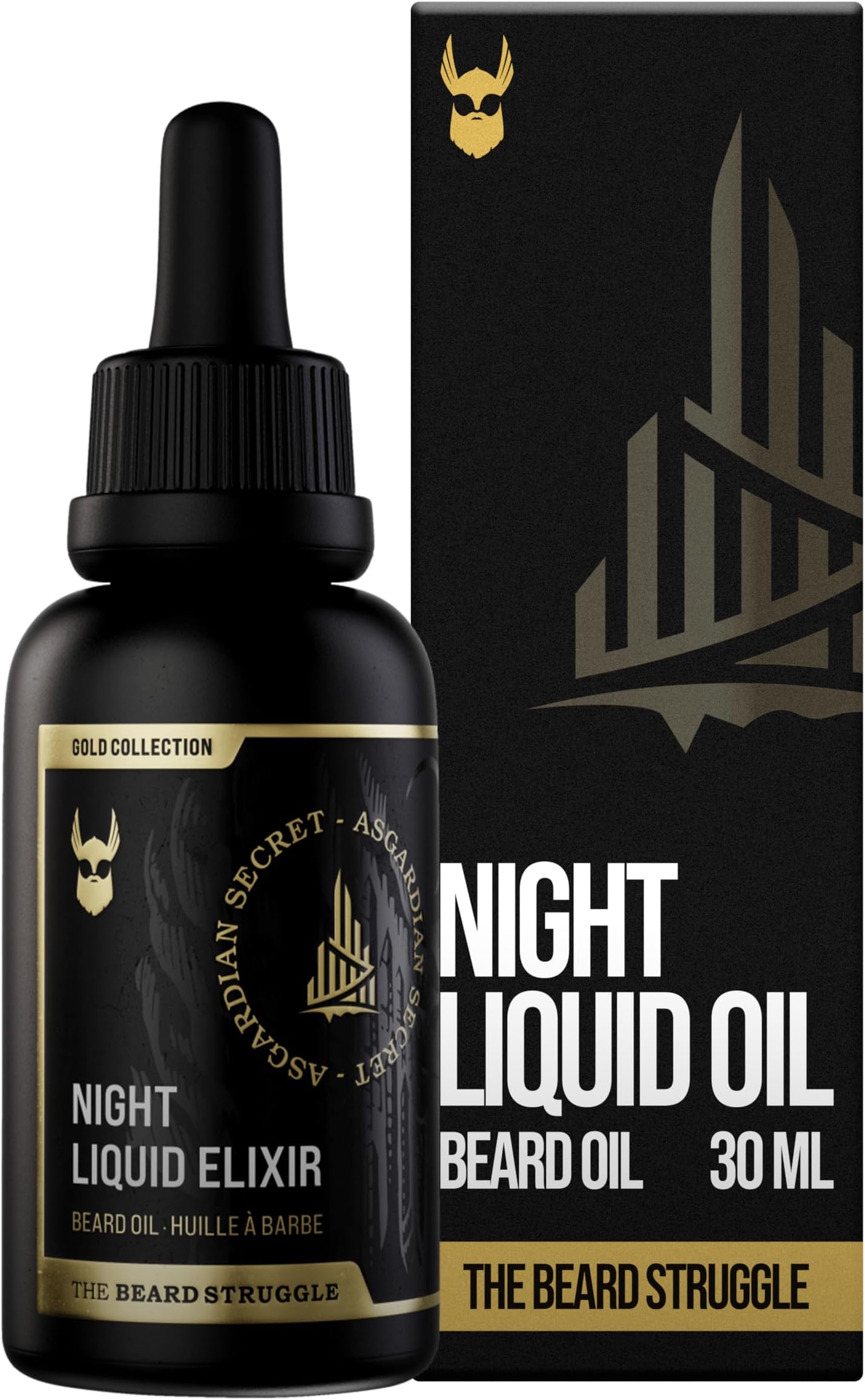 The Beard Struggle - Beard Growth Oil - Asgardian Secret, Gold Collection (1 Fl oz) - Night Liquid Elixir - Beard Oil for Men - Softens, Moisturizing, & Healthier Beard Growth
