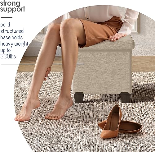 Miniatura 707 de Otomana plegable para dormitorio o sala de estar, con contenedores de almacenamiento, reposapiés para el extremo de la cama, soporta hasta 660 lb,
