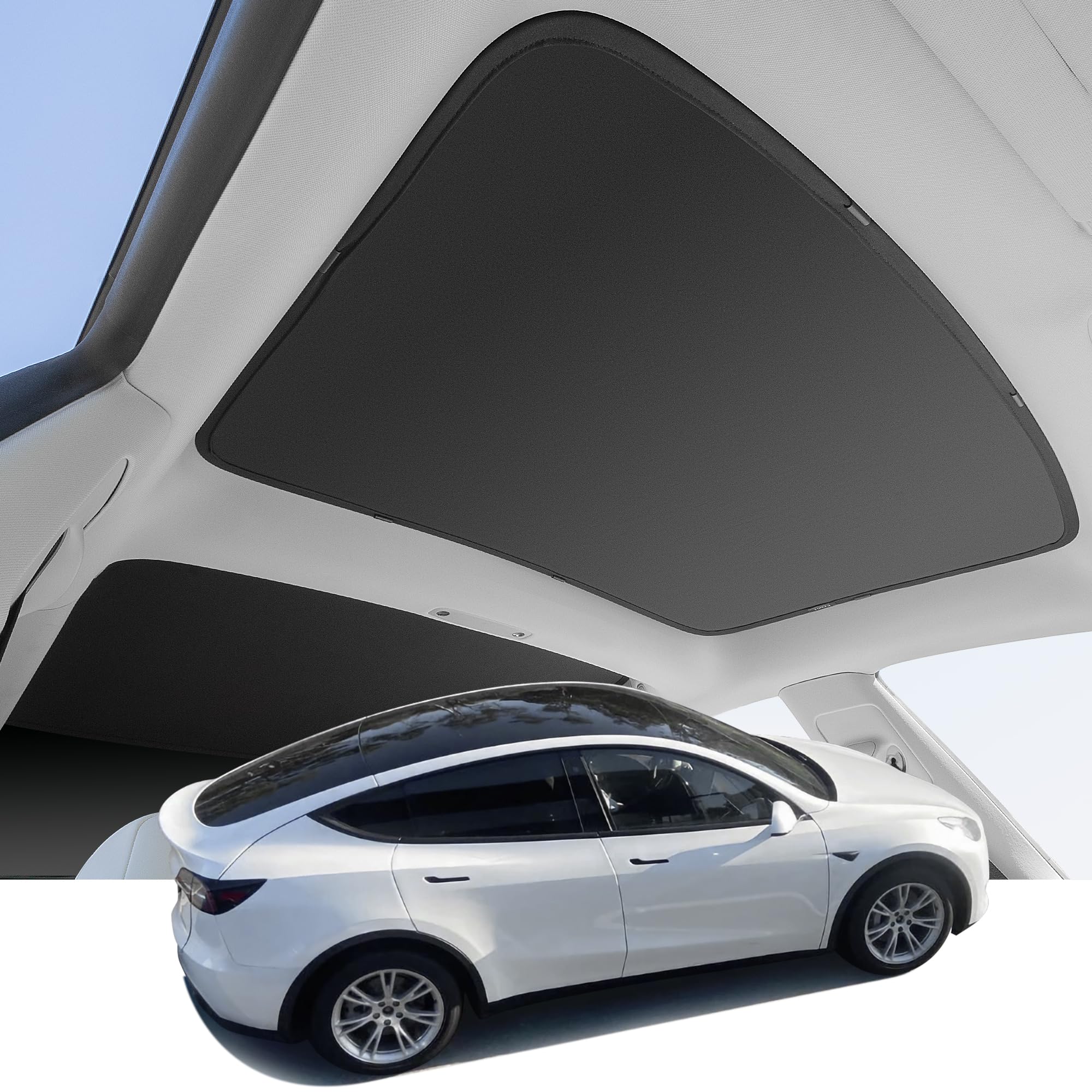 Uireefly Sunshade Roof Custom Fit for Tesla Model 3 2020-2024, Insulation Glass Roof Sun Shade No Sagging, Silky Roof Shade Black