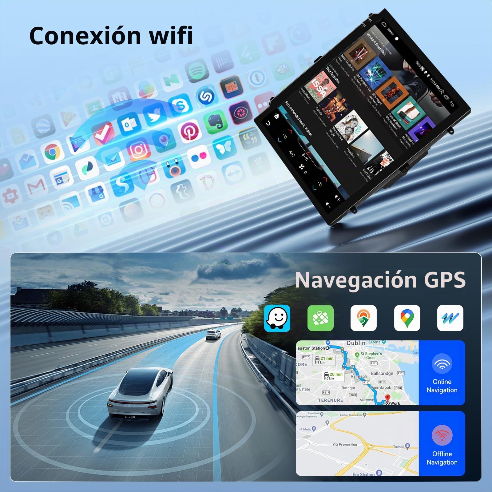 【8 Núcleo 6+128G】 Hodozzy Carplay Radio Coche para Coche para Chevrolet Cruze J300 2009-2014,9.7 Pulgadas Autorradio Bluetooth con Pantalla Táctil con Android Auto/WiFi/GPS/RDS/FM/USB/DSP