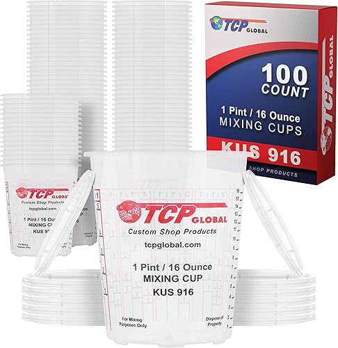 Miniatura 9 de Custom Shop Paquete de 12 tazas de mezcla de pintura de 16 onzas  1 taza de pinta tiene proporciones de mezcla calibradas en el lado de la taza