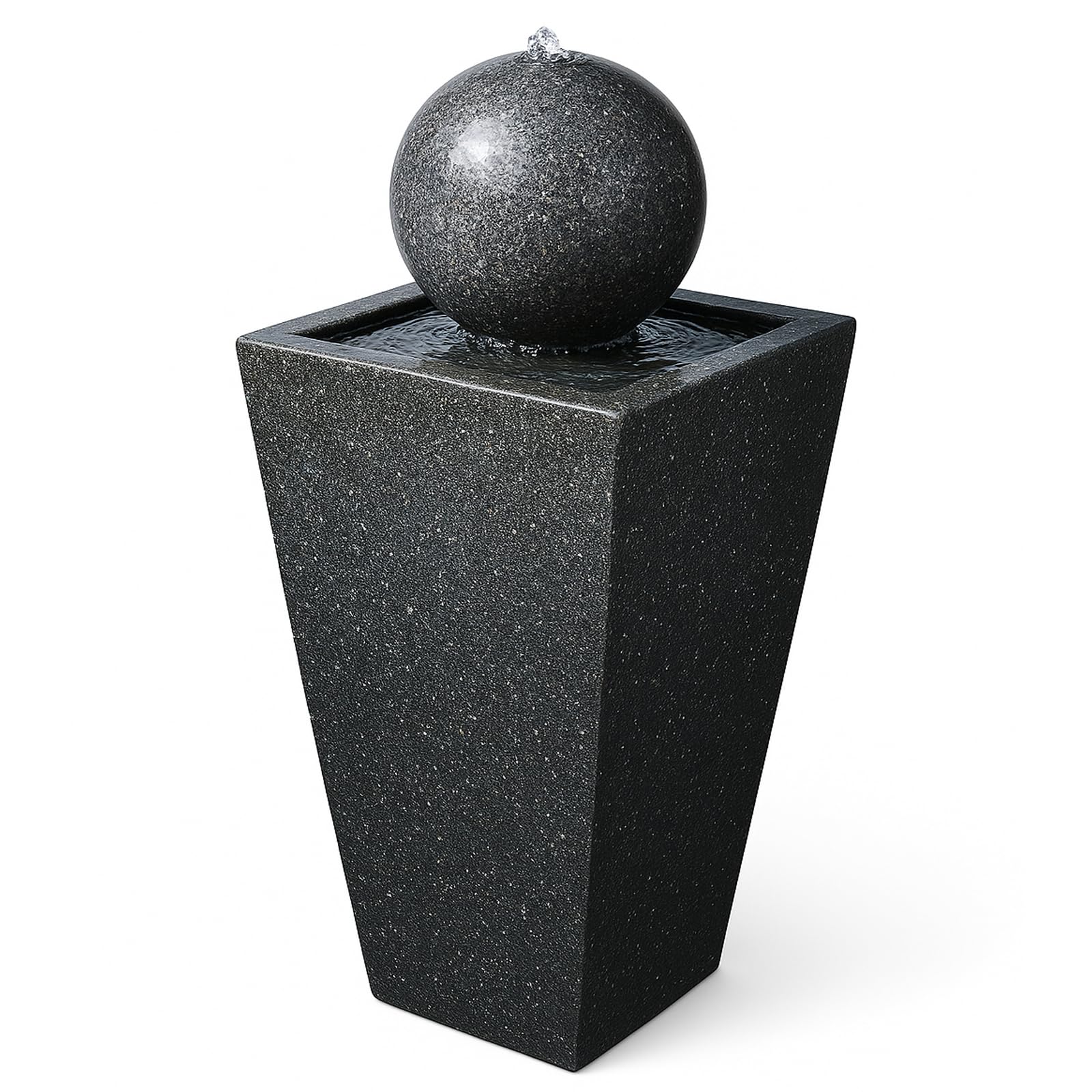 MDA Designs - Osiris Outdoor Water Feature - Sphere & Column - LED Lit - Grey