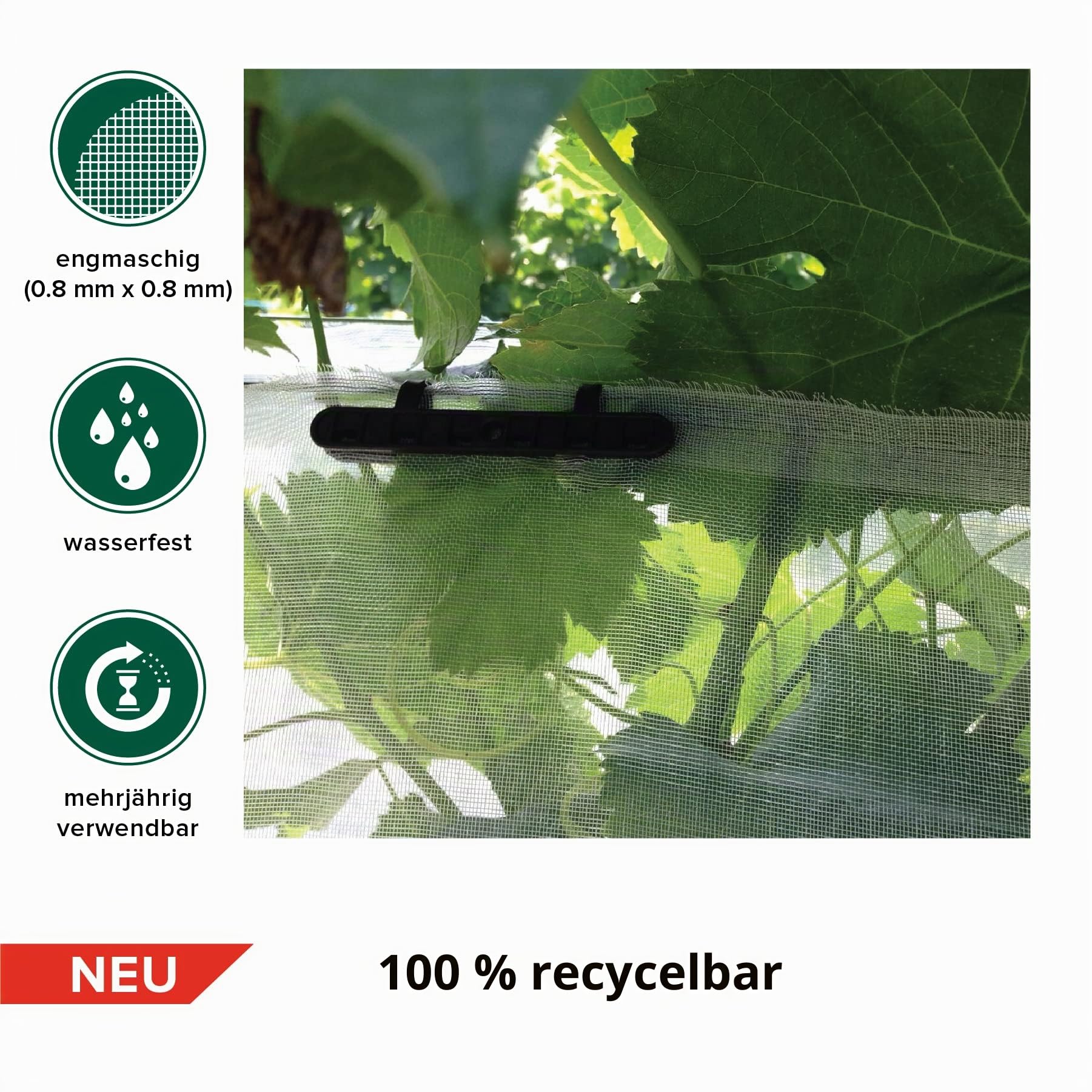Insektenschutznetz, 6 x 10 m, gegen Kohlfliegen, Kirschessigfliege, Insekten & Schädlinge, Maschenweite 0,8 x 0,8 mm