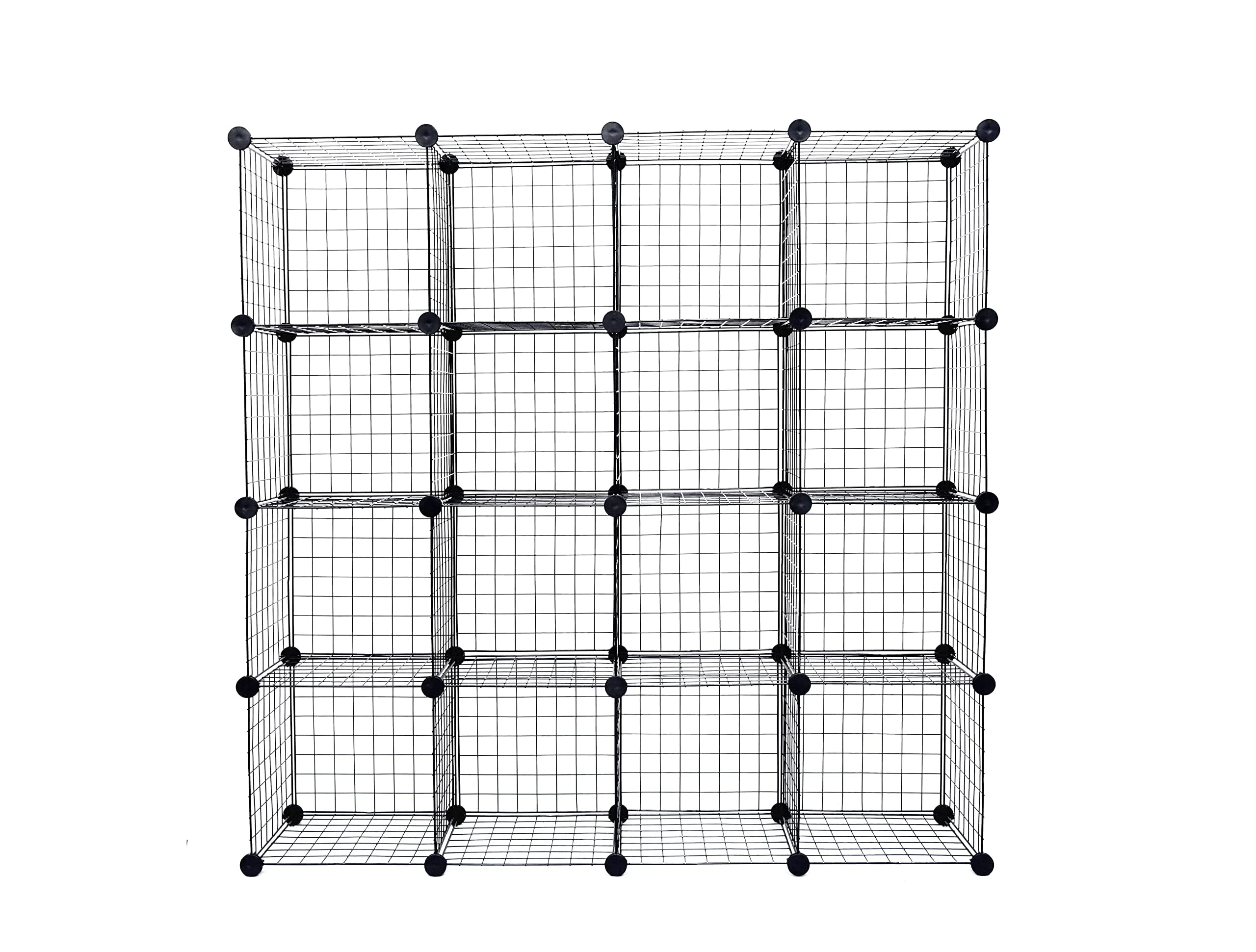 REYNISH Self Assembling Metal Wire Cube Storage Shelf Organizer Shelves Indian Made for Home Office Stackable Modular Shelving Closet Cabinet Rack with Hammer 16 Cube-image-6