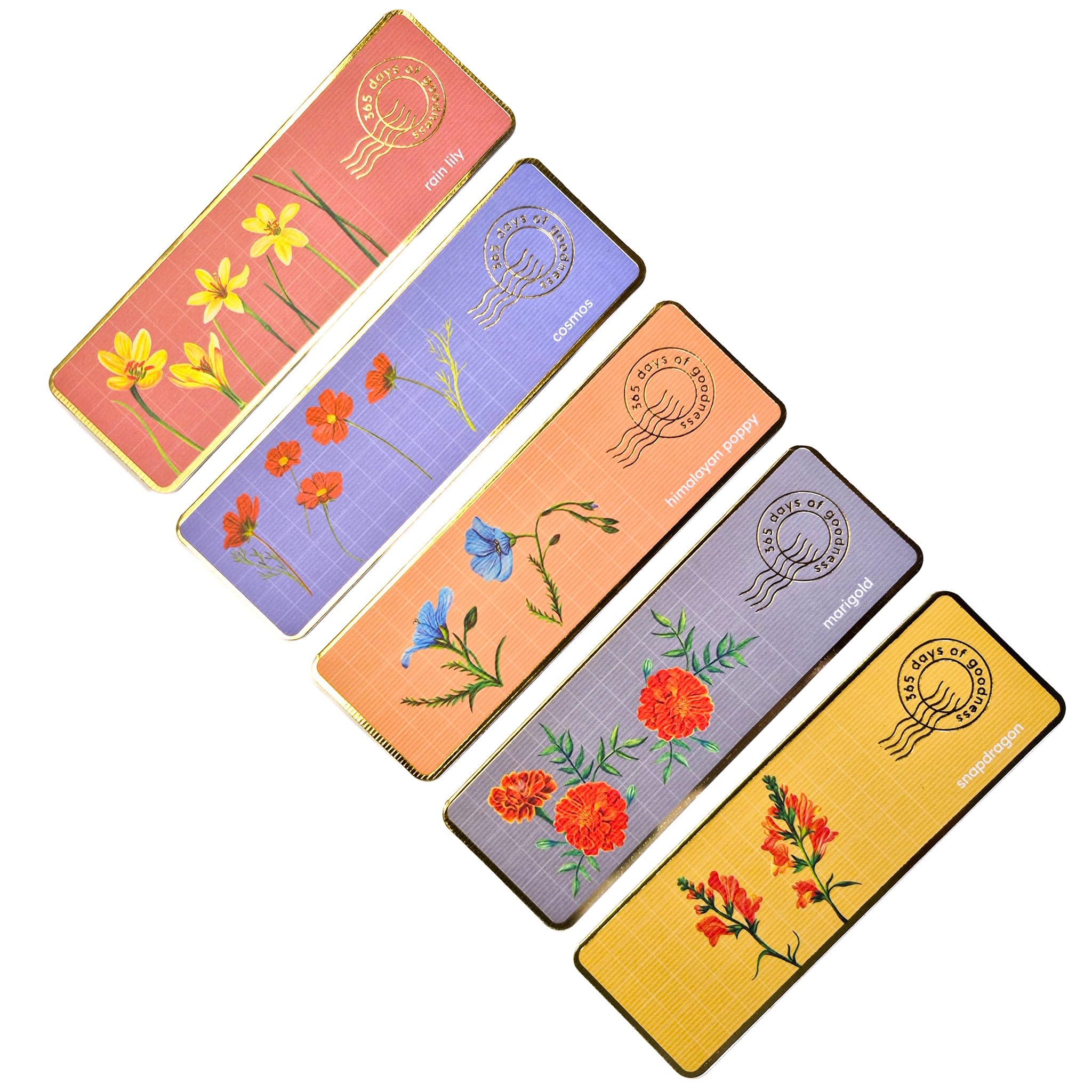 The Good Part Bookmarks | Premium Textured Bookmarks with Gold Foiling | Floral Collection Featuring Digital Recreation of Original Hand Drawn Illustrations | 2" X 6" | Ideal for Gifting (Set B)