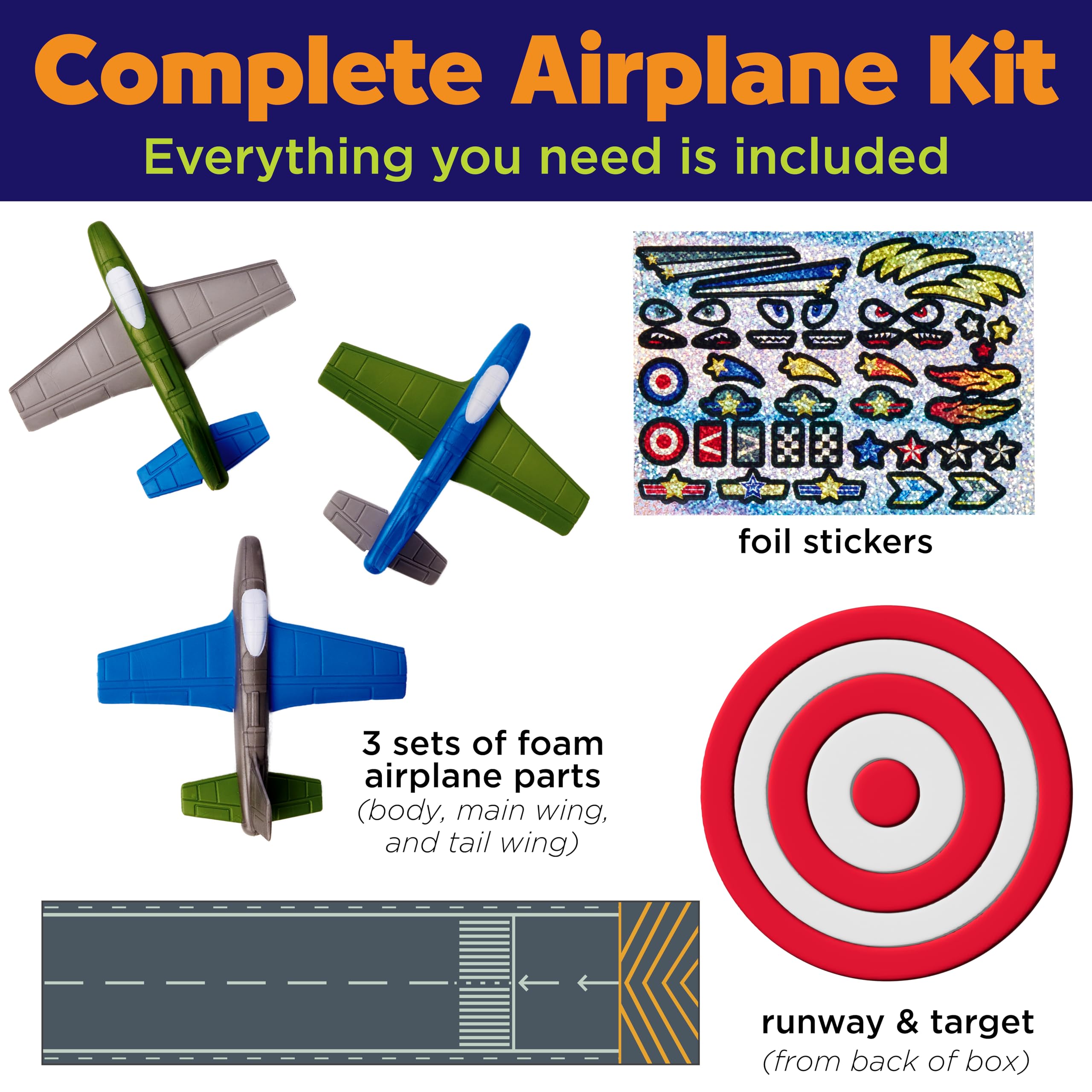 Creativity for Kids Stunt Squadron Foam Fliers: Macht 3 Flugzeug-Spielzeuge für Kinder, Bastel- und STEM-Kits für Kinder im Alter von 5–8 Jahren, Spielzeug für Jungen und Mädchen, Geschenke für Jungen