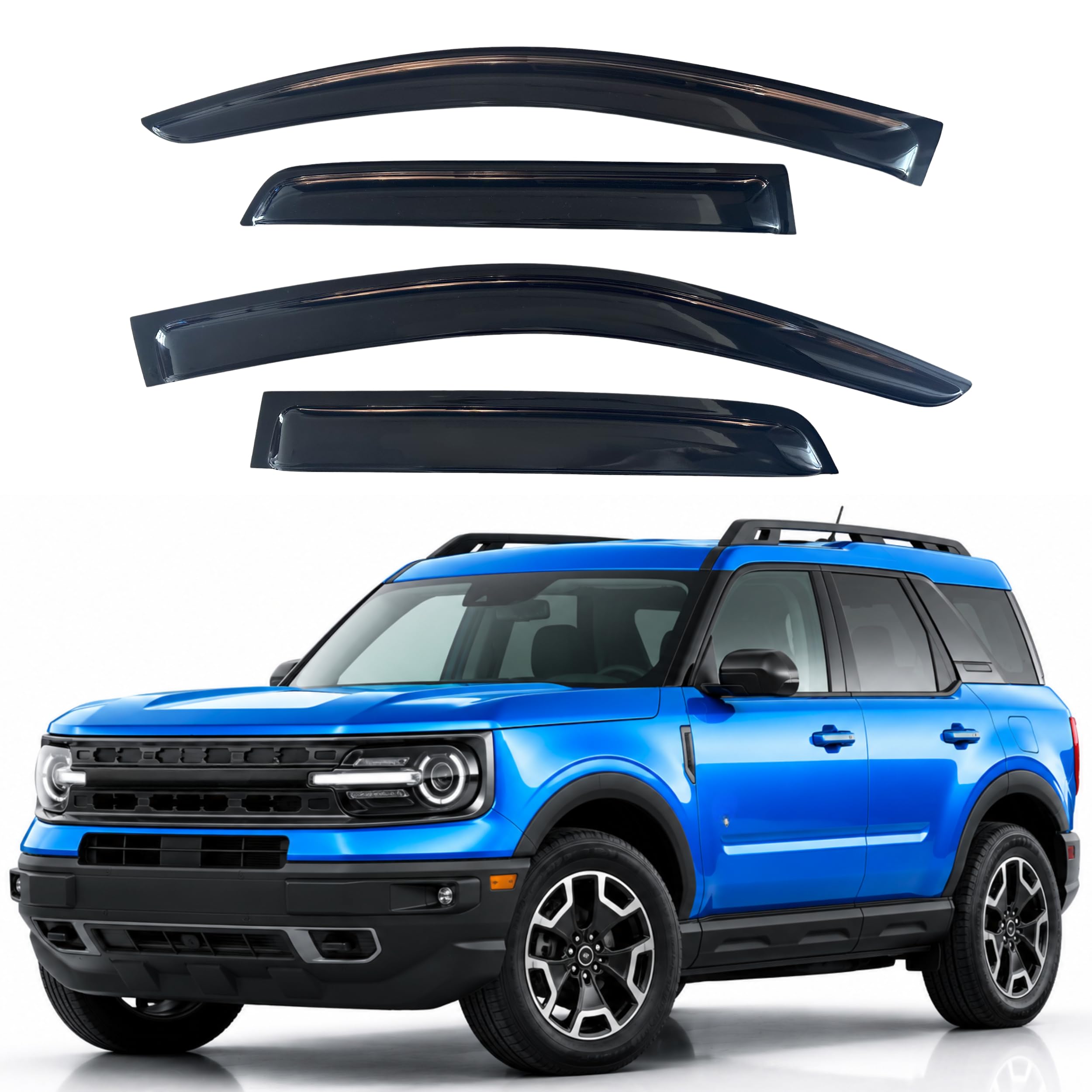 IG Window Visors Fit for 2021-2026 Ford Bronco Sport, Out-Channel Rain Guards Vent Wind Deflectors 4PC, Car Accessories for 21-26 Bronco Sport