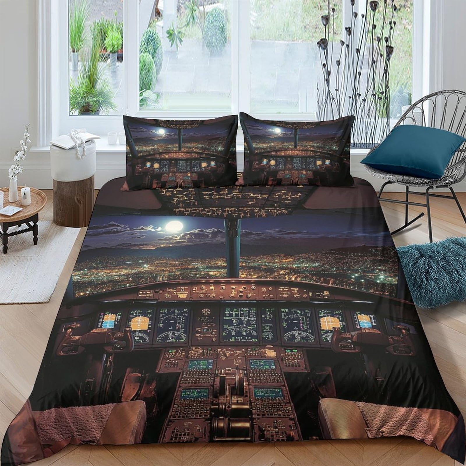 Ctjqhvkz Style-3 3D Printed City Nightscape Fitted Sheet Microfiber Soft Modern Architecture Bed Cover For Bedroom Guest Room Decor Single（135X200cm）
