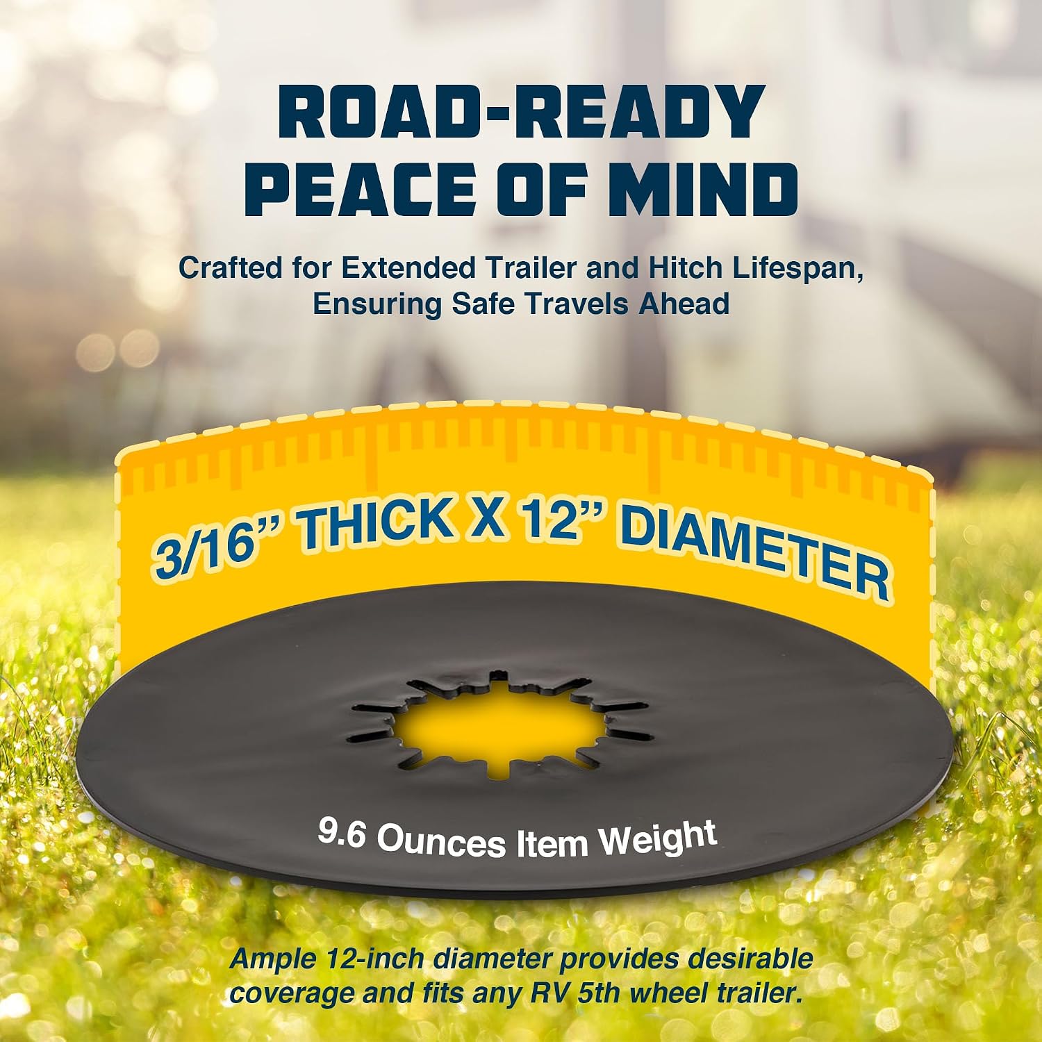 Camco EAZ-Lift 12” Camper/RV 5th Wheel Lube Plate - Features No Tool Installation & Protects 5th Wheel Trailer against Friction and Wear - Crafted of Wear-Resistant Plastic (44674)