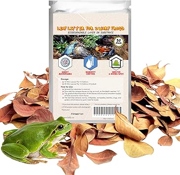 SunGrow Dwarf Frog Mini Catappa Leaves (50 Pc) - Tannin Helps Remove Ammonia, Lower pH - Leaf Litter Indian Almond Leaves, Aquarium Water Treatment, Decor Accessories