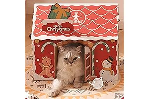 Christmas Cat Condo House with Scratcher for Indoor Cats