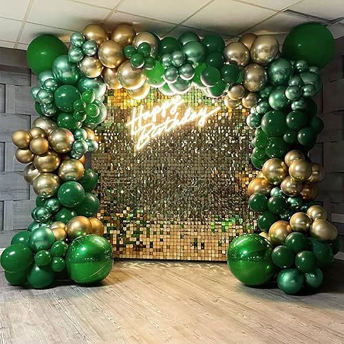 Miniatura 7 de FOTIOMRG 110 piezas de kit de arco de guirnalda de globos verde oscuro, globos de látex verde oscuro de 1812105 pulgadas de diferentes tamaños para
