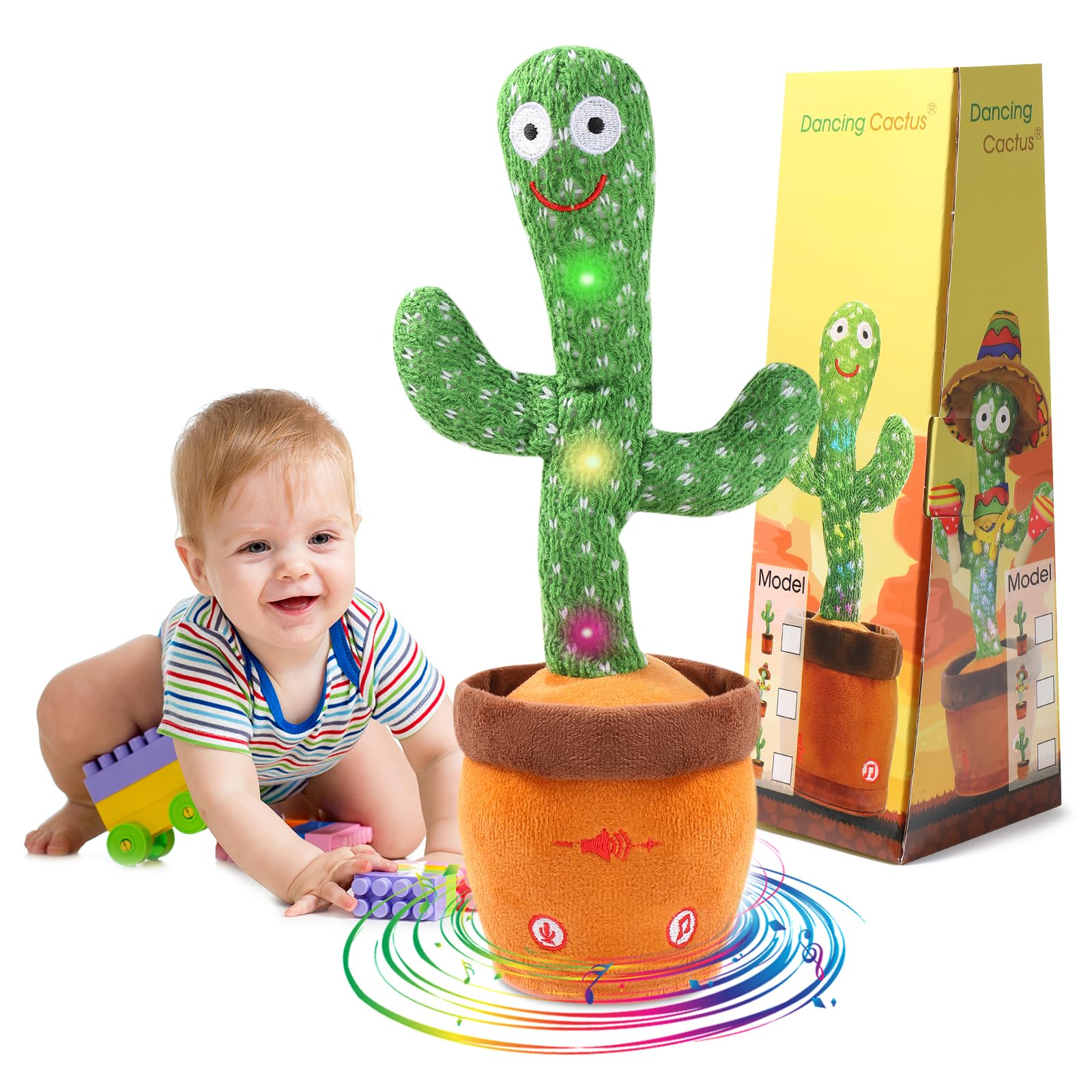 Sponsored Ad - MIAODAM Christmas Dancing Talking Cactus Toy for Baby Toddler, Colorful Glowing Repeating What You Say, Singing Talking Mimicking Toy for Baby Dancing Cactus,Toys Gift for Kids Baby 1 Year Old