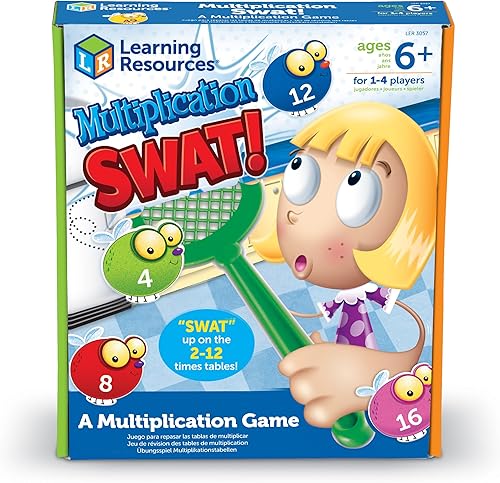 Learning Resources Swat de multiplicación, juego de Swat a la vista, habilidades motoras gruesas, habilidades de pensamiento crítico, mayores de 6