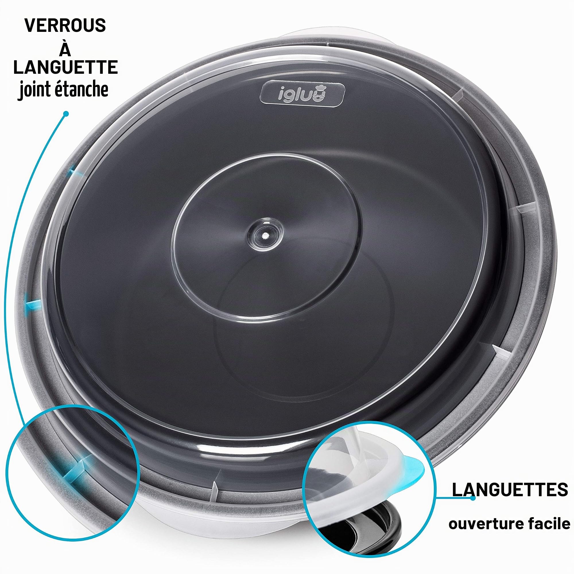 Igluu Meal Prep Boîtes Repas Rondes (Lot de 30) 1 Compartiment – 828ml | Réutilisable, empilable, peu encombrant – Micro-ondes, congélateur, lave-vaisselle – Sans BPA