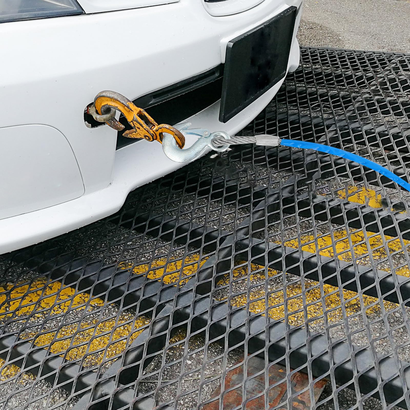Starkes Zugseil aus Stahlseil und PVC 5 Meter Lang 7 Tonnen Zugkraft Robustes Abschleppseil für Auto und LKW Nicht Leicht Verschleißend zum Abschleppen