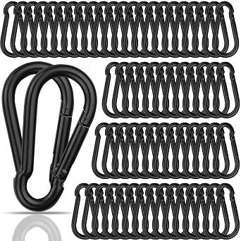 100PCS Spring Snap Hook, 2.4IN Heavy Duty Carabiner Clip, Black