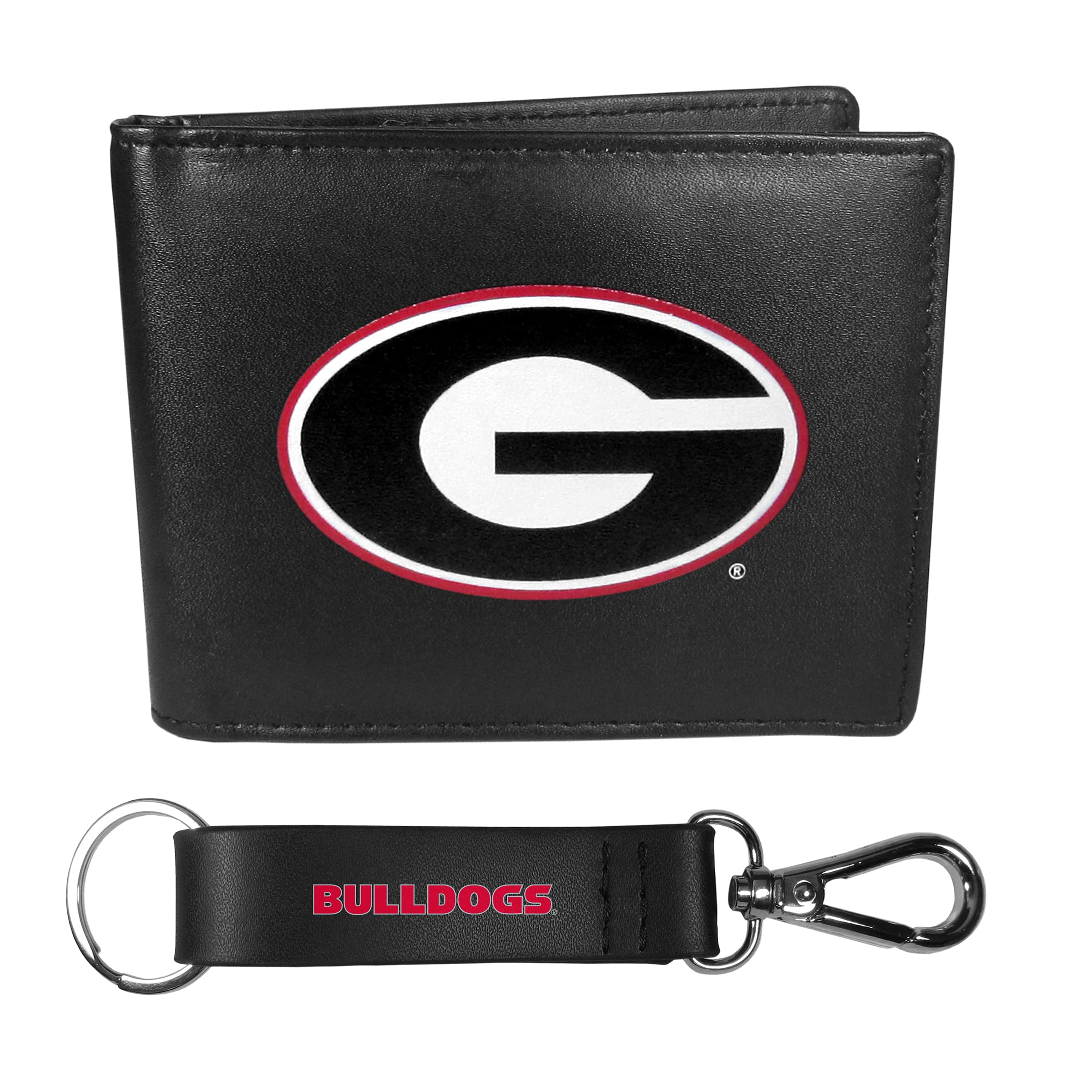 Siskiyou Sports NCAA Georgia Bulldogs Bi-fold Wallet & Strap Key Chain, Black, One Size
