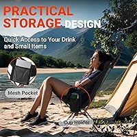 Vista 8 de Overmont Silla de camping portátil de respaldo alto, soporte de 440 libras, silla plegable ligera de gran tamaño para adultos, compacta con almohada