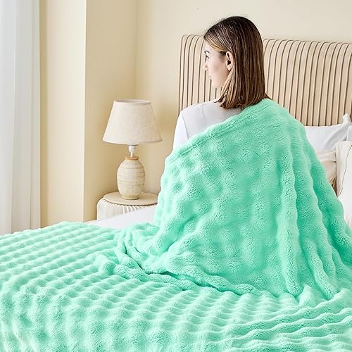 Miniatura 4 de NEWCOSPLAY Manta de piel sintética súper suave para sofá, manta cálida de felpa azul marino para sofá y cama (azul marino, manta de 50 x 60 pulgadas)