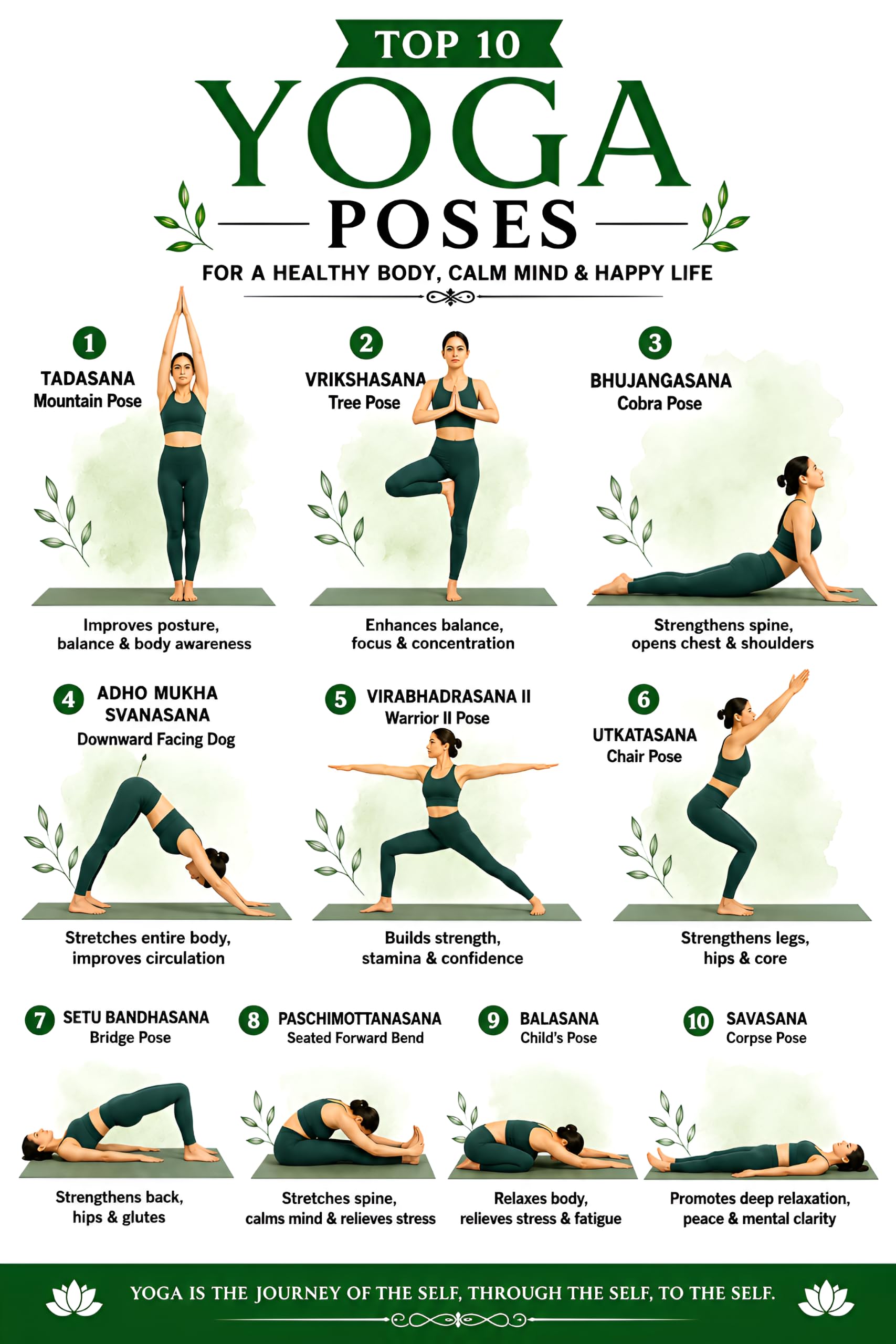 decalbazaar Top 10 Yoga Poses Wall Art Chart for Healthy Body Poster, Multicolour, Glossy Finish, Waterproof, Self Adhesive Glossy Paper, (12x18 inch)-image-19