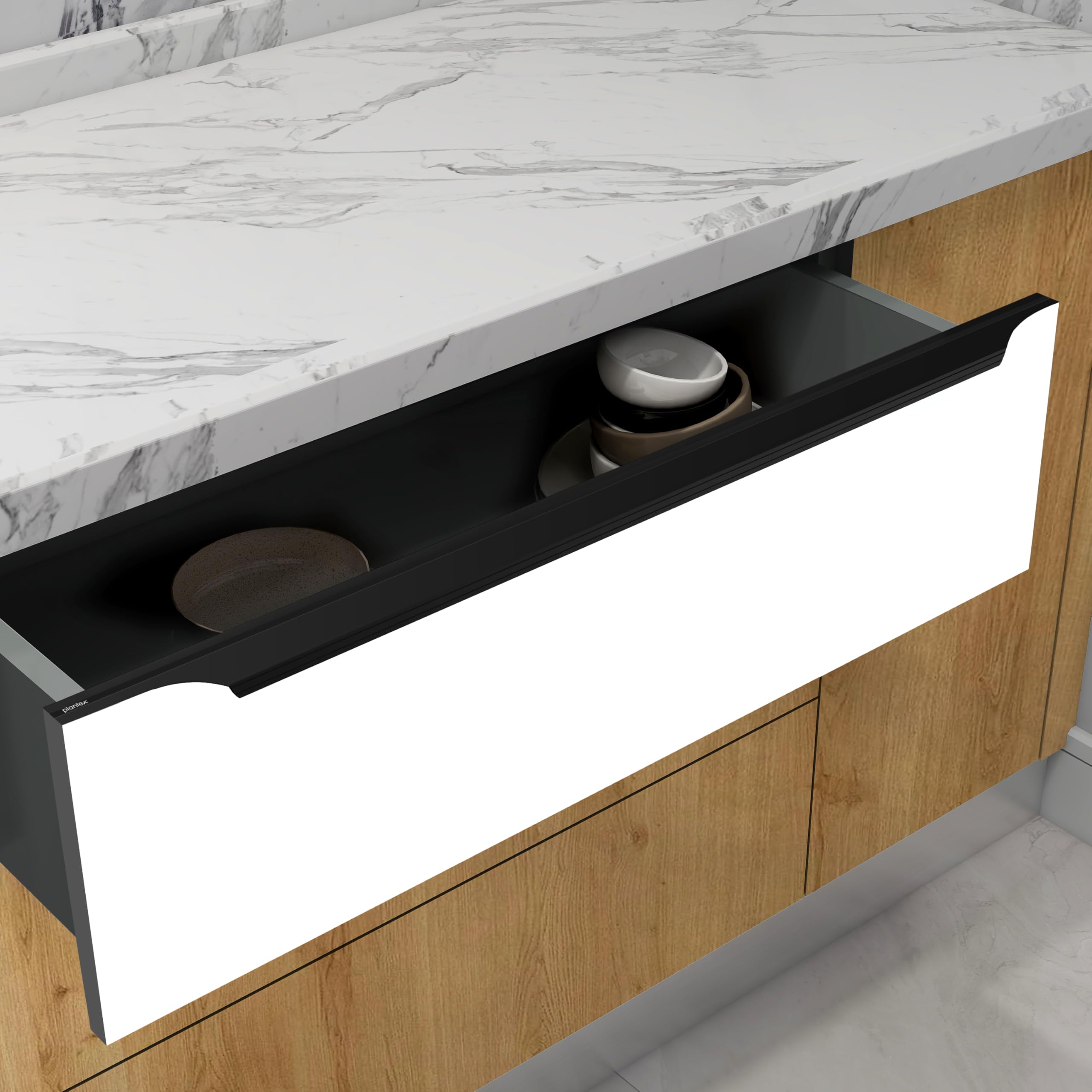 Plantex Profile Handles - Black Kitchen Drawer Pulls -25 Plantex Profile Handles - Black Kitchen Drawer Pulls -25