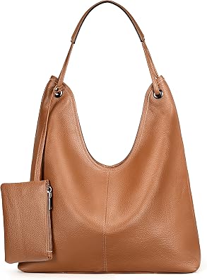 YALUXE Womens Genuine Cowhide Leather Hobo Handbag Shoulder Bag Purse with Coin Pouch