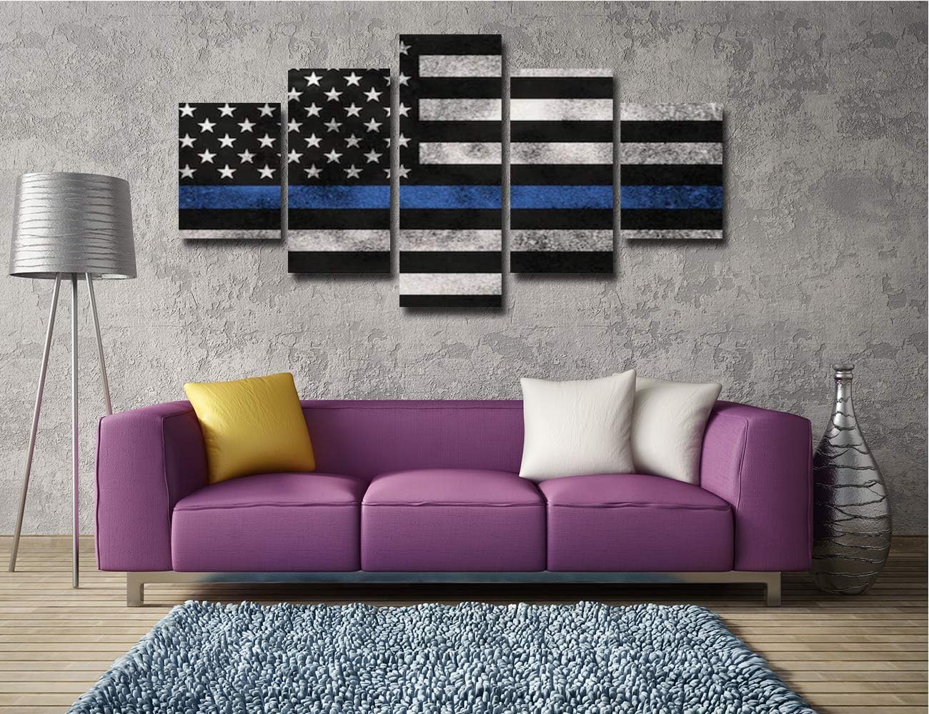 American Flag Canvas Wall Painting for Wall 5 Panel Living Room Picture US Wall Decor Prints Framed(60''Wx32''H) image 4