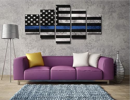 Miniatura 4 de Lienzo de la bandera estadounidense para pared, 5 paneles, imagen de sala de estar, impresión de decoración de pared de Estados Unidos enmarcada (60