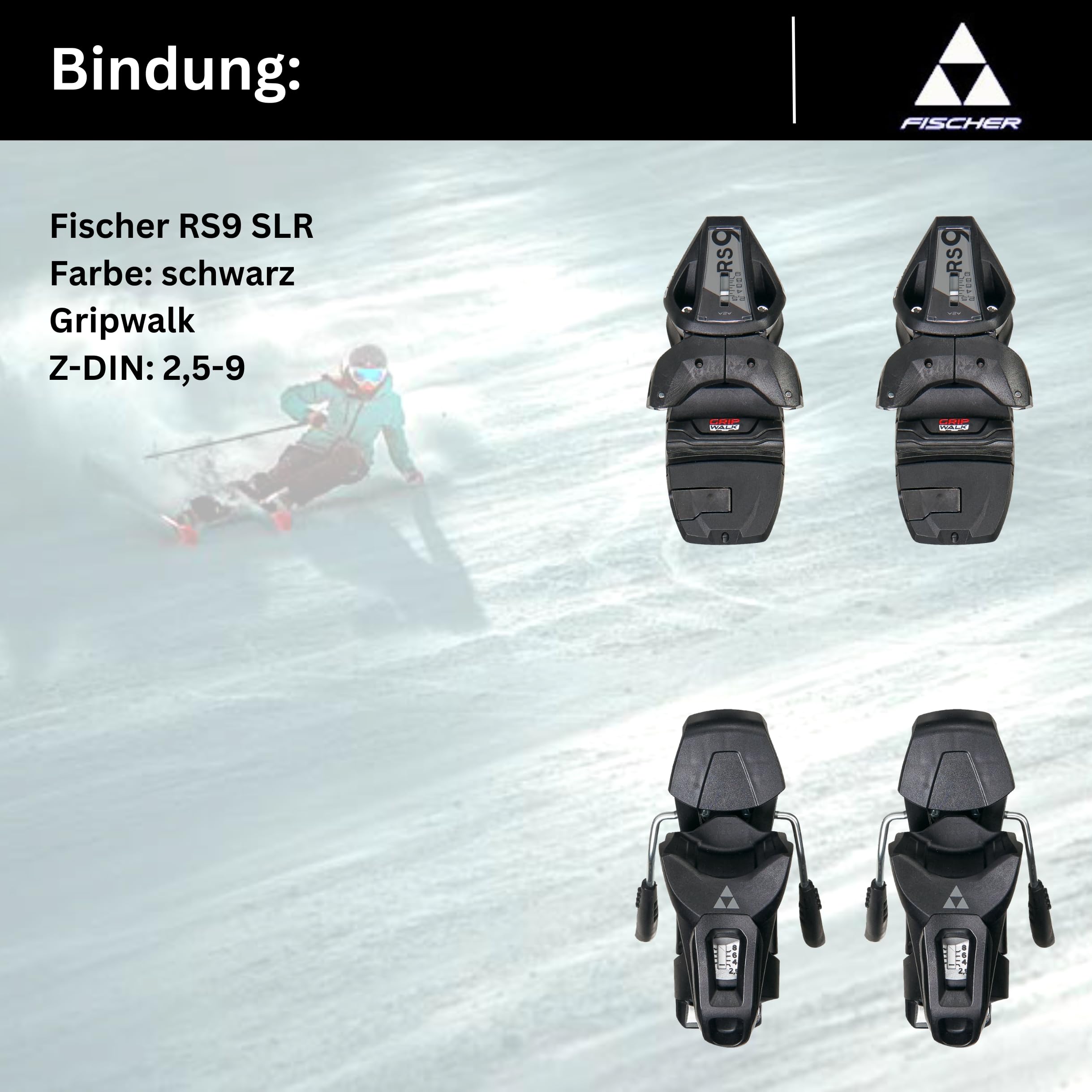 Sci alpino Carvingski On-Piste-Rocker – Fischer RC Fire SLR – con attacco RS9 SLR Z2,5 – 9 – All Mountain Ski – adatto per principianti e esperti