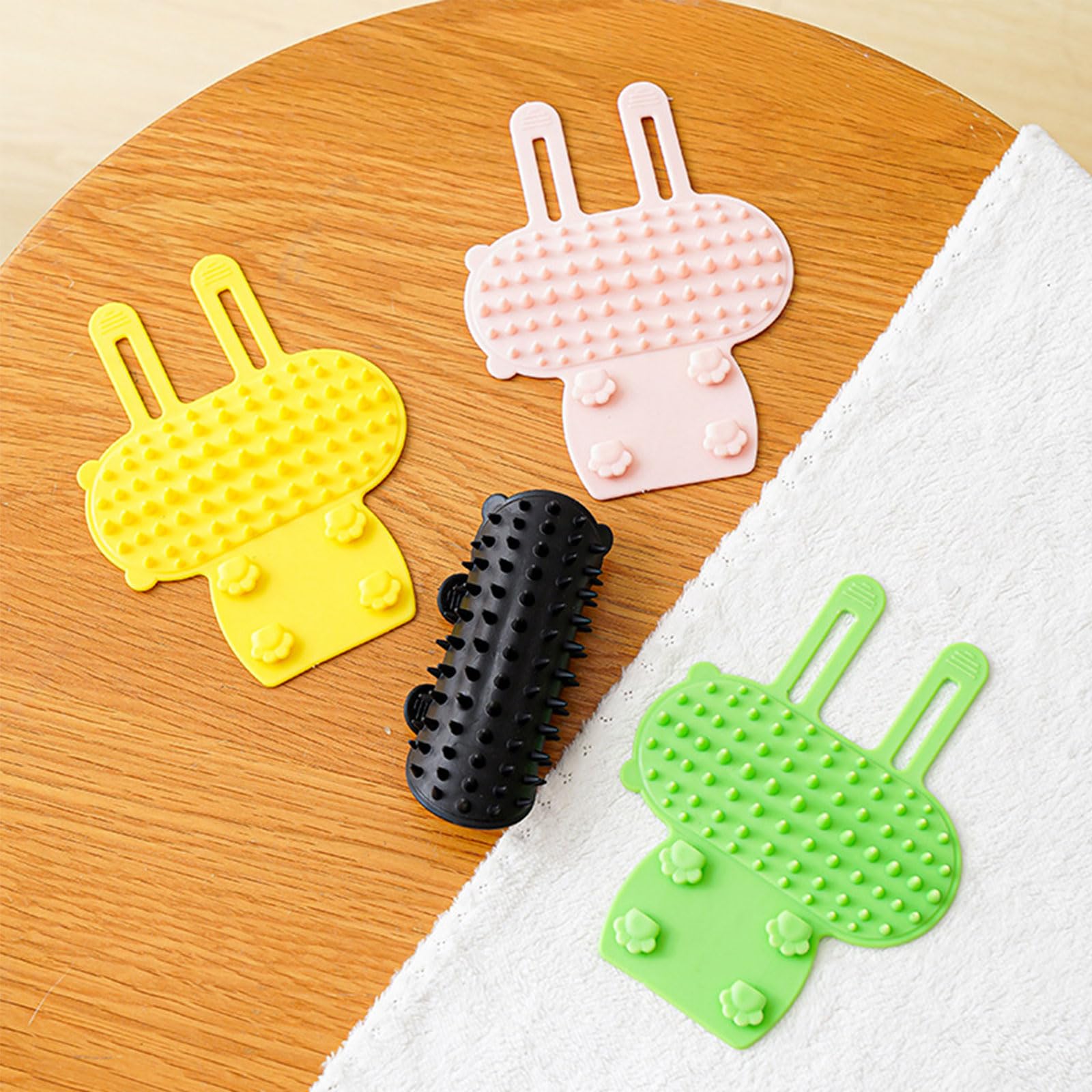 Wmzjnljy 4pcs Cat Self Groomer Soft Silicone 2-in-1 Cleaning Pet Brush Cat Corner Brush Wall Corner Tickling Adjustable Face Scratchers for Haired Scratchers for Table Legs(U71-4)
