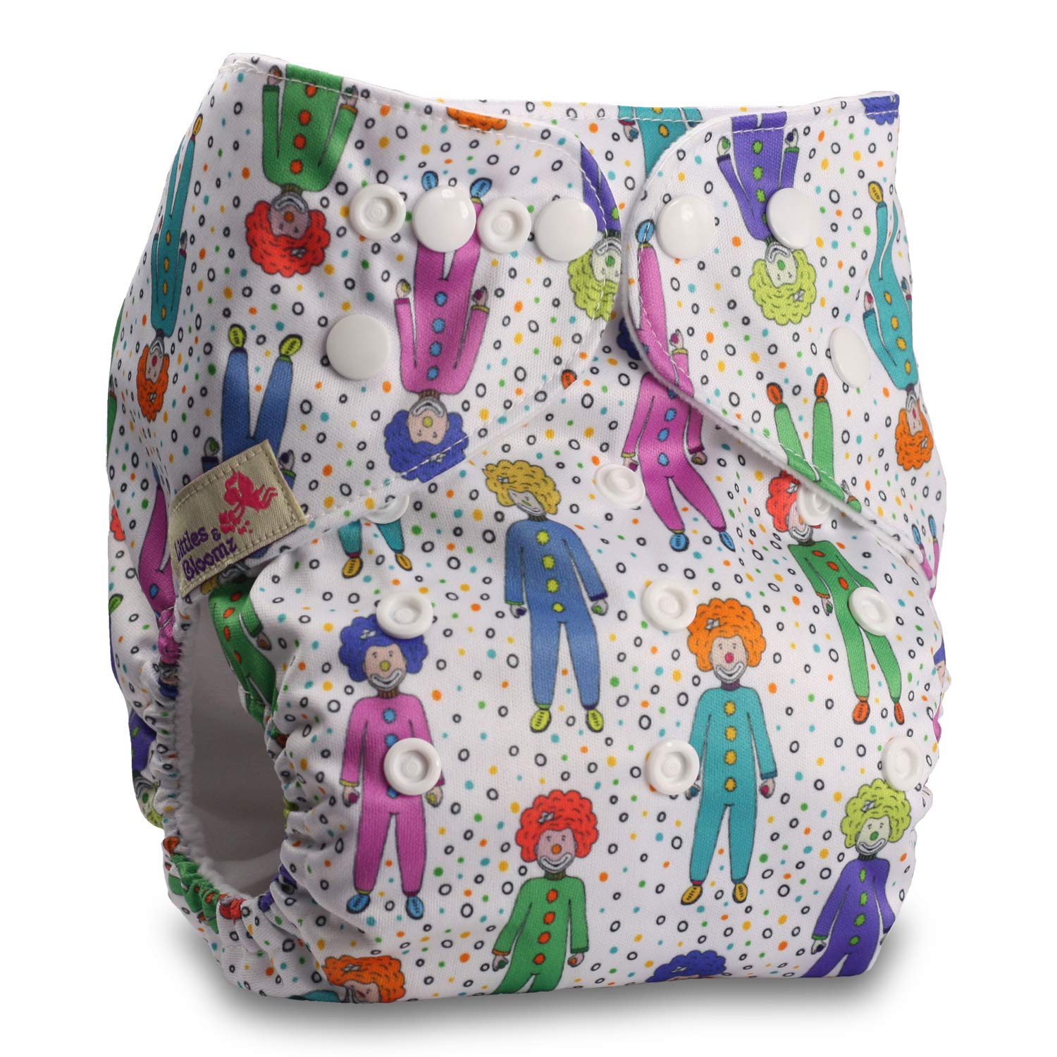 Littles & Bloomz, Reusable Pocket Cloth Nappy, Fastener: Popper, Set of 1, Pattern 96, with 1 Bamboo Charcoal Insert