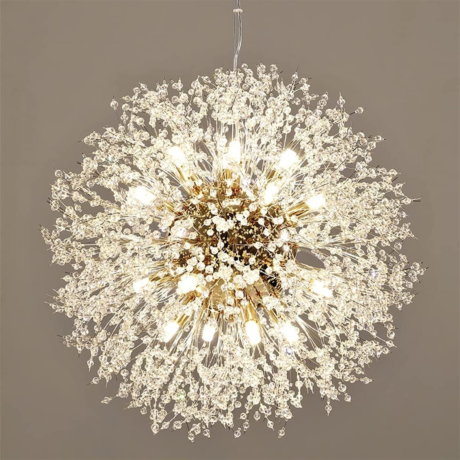 CZYLJLK Modern Sputnik Firework Gold Crystal LED Dandelion Pendanthting Hanginght Fixture for Bedroom, Foyer, Hallway, Entryway (Color : 16-ht)
