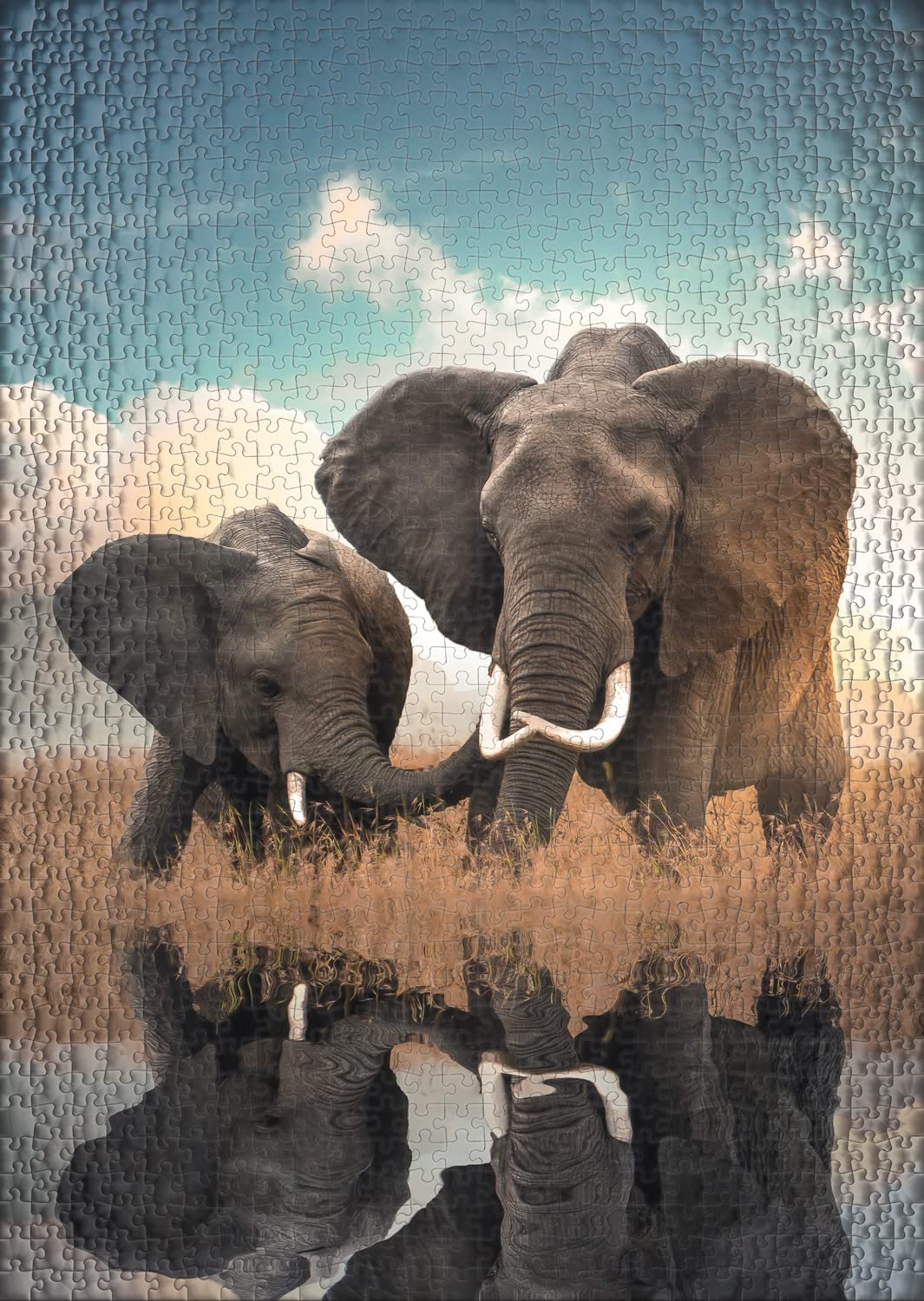 Ulmer Puzzleschmiede "Father & Son" Elephant 1000 Piece Puzzle - African Wildlife Scene, Made In Germany - View #10