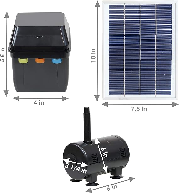 Sunnydaze 132 GPH Outdoor Solar Pump and Panel Fountain Kit with Battery Pack and LED Light - 56-Inch Lift