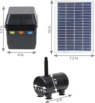 Sunnydaze 132 GPH Outdoor Solar Pump and Panel Fountain Kit with Battery Pack and LED Light - 56-Inch Lift