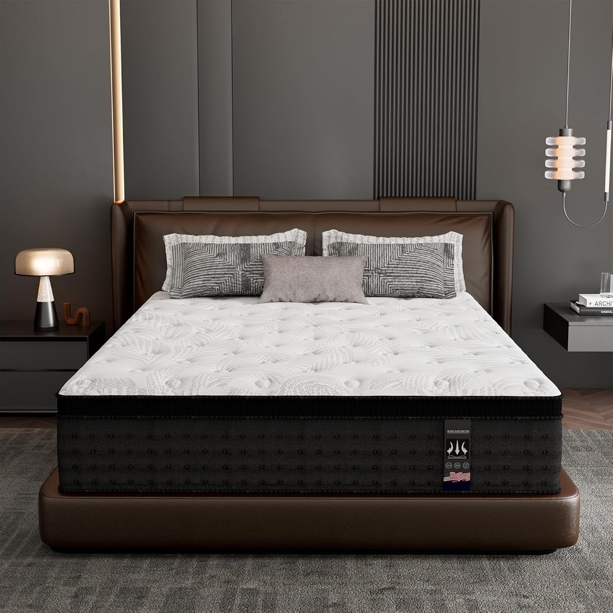 KOW Full Mattress, 14 Inch Individual Pocket Springs with Gel Memory Foam Mattresses, Medium Firm Mattresses in a Box, Hybrid Full-Size Mattress with Pressure Relief & & Motion Isolation, CertiPUR-US
