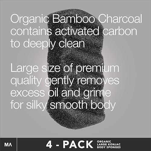 Miniatura 3 de Minamul Konjac - Esponja corporal orgánica exfoliante, exfoliante facial suave diario para el cuidado de la piel, impregnado con el mejor carbón