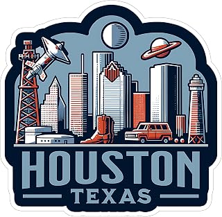 Houston Texas Sticker 4 Inch City Travel Souvenir Destination - Waterproof Vinyl Decal for Laptop Water Bottle Car Tumbler - Durable Aesthetic Long-Lasting Stickers for Adults ID44990