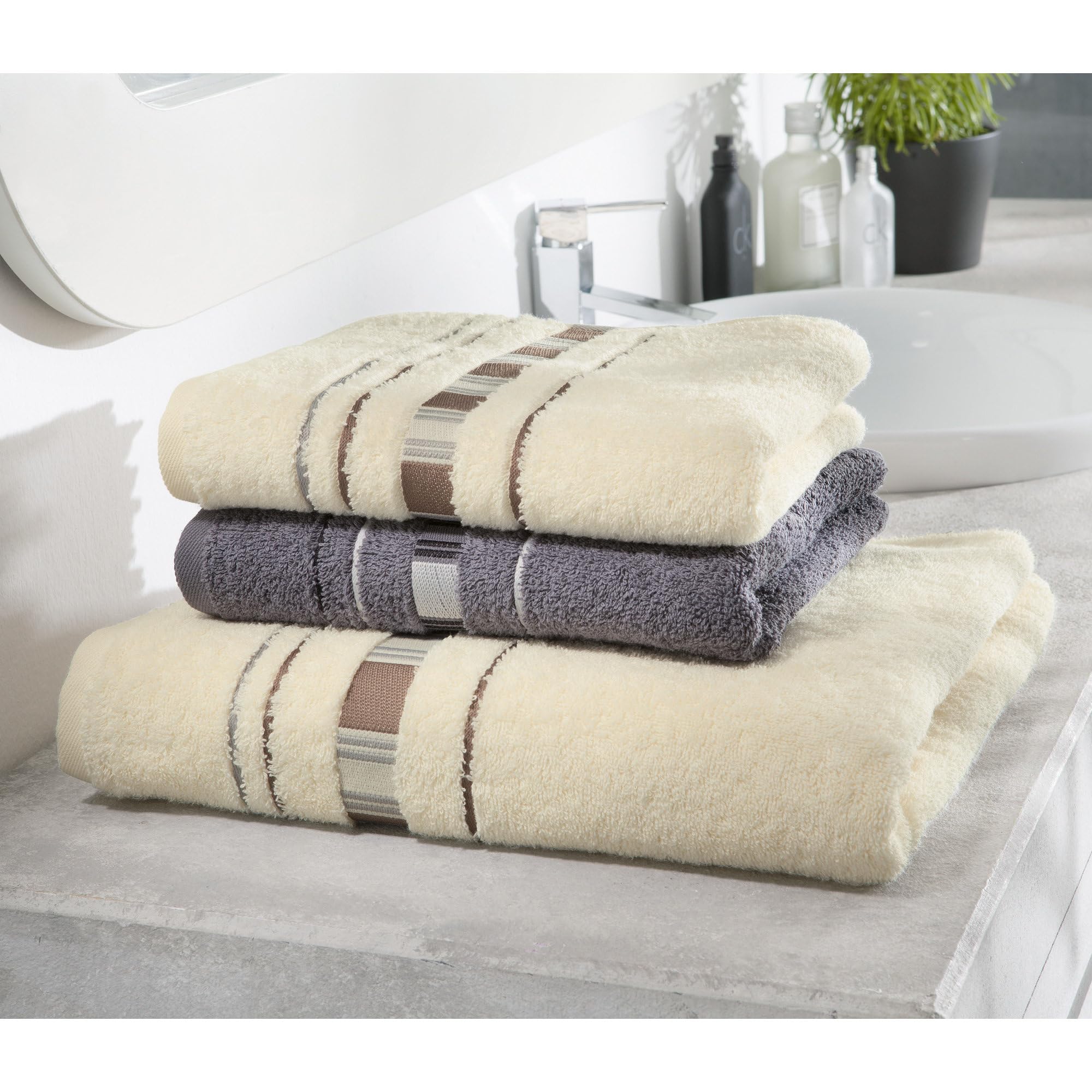 Erwin Müller 3-pc Set di Asciugamani Cream/Grey