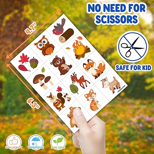 Miniatura 4 de 96 tatuajes temporales precortados de animales del bosque para niños, bonitos recuerdos de fiesta con temática forestal, perfectos para fiestas de