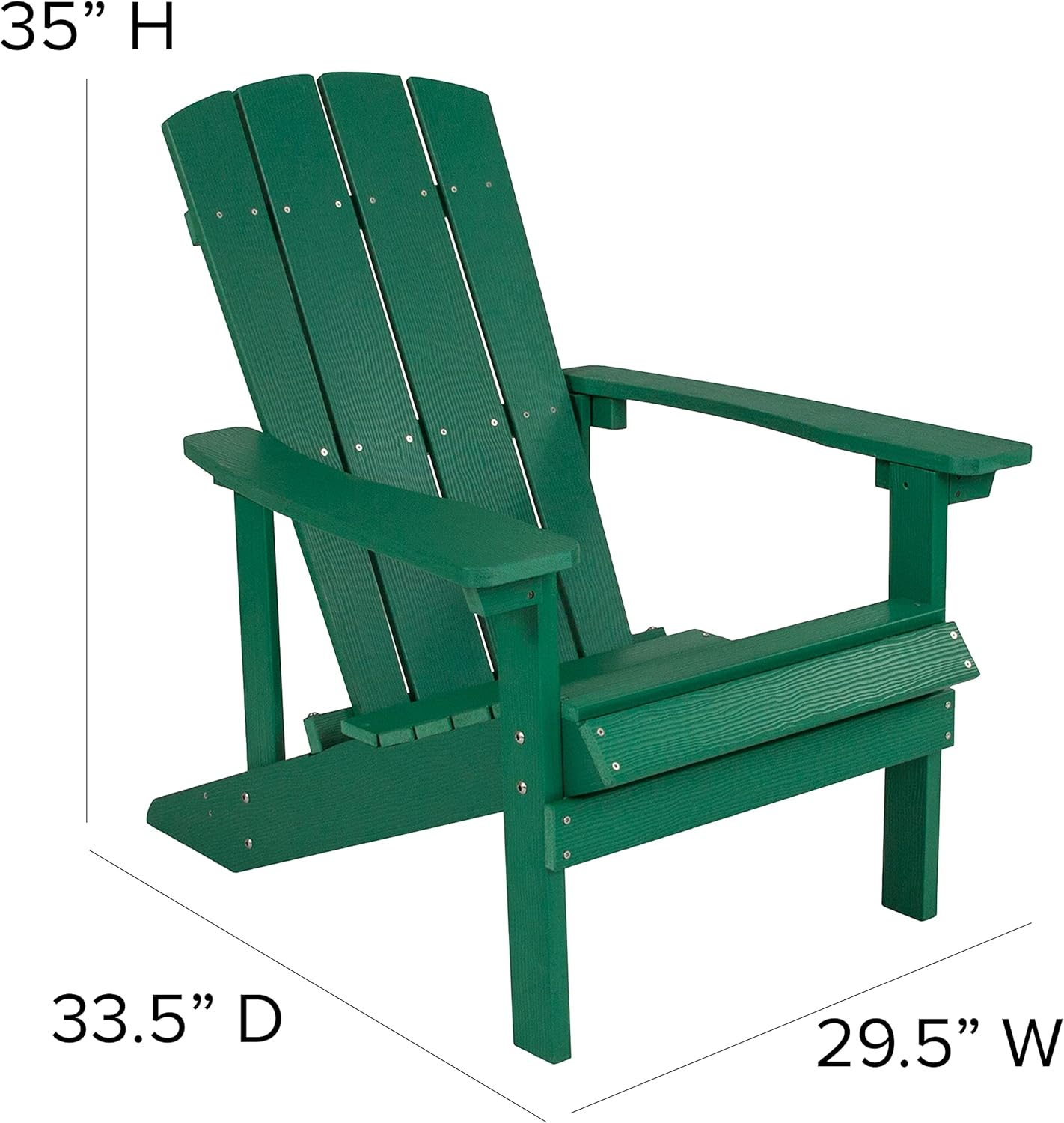 Flash Furniture Charlestown All-Weather Poly Resin Wood Adirondack Chair in Green : Patio, Lawn & Garden